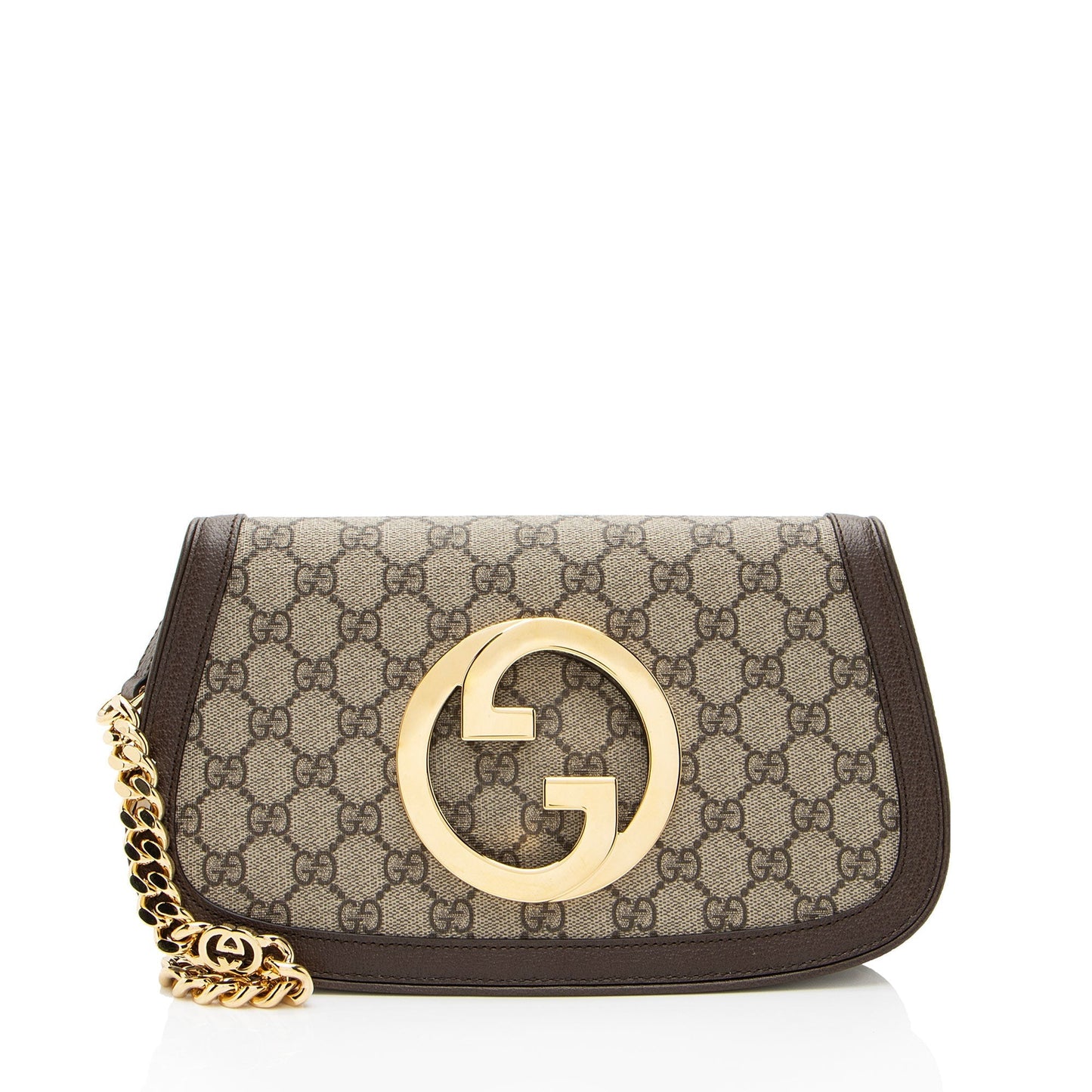 Gucci GG Supreme Blondie Leather Canvas Brown Small Shoulder Bag
