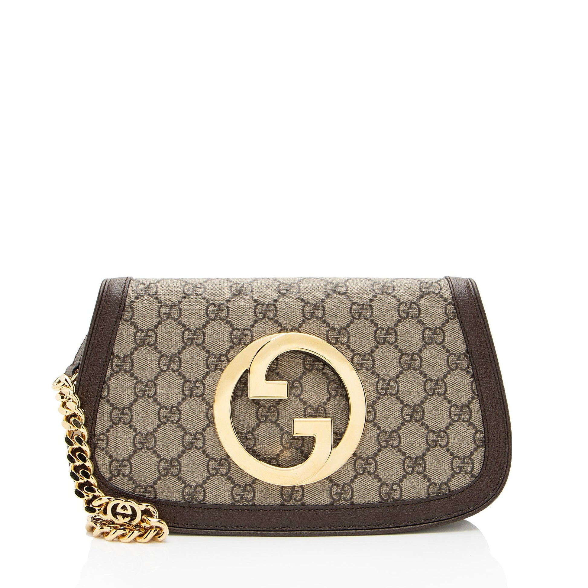 Gucci GG Supreme Blondie Leather Canvas Brown Small Shoulder Bag