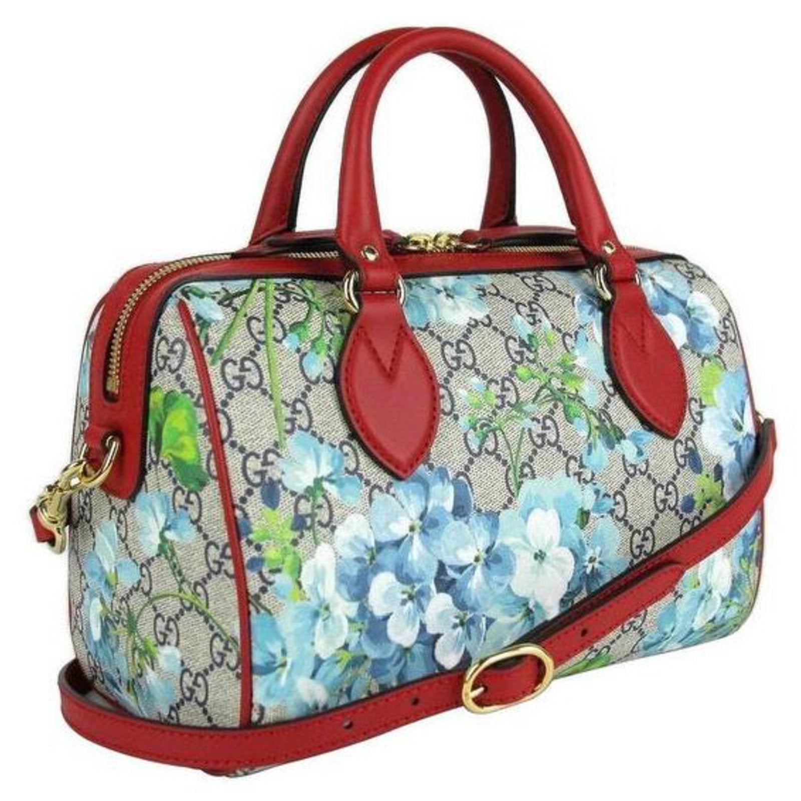 Gucci GG SUPREME BLOOMS BOSTON Monogram Travel Bag