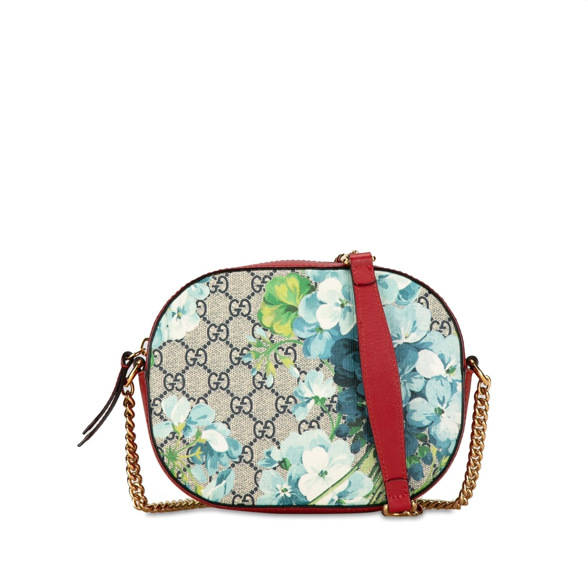 Gucci GG Supreme Blooms SHG-7yHKqF Canvas Calf Brown Red Crossbody Bag