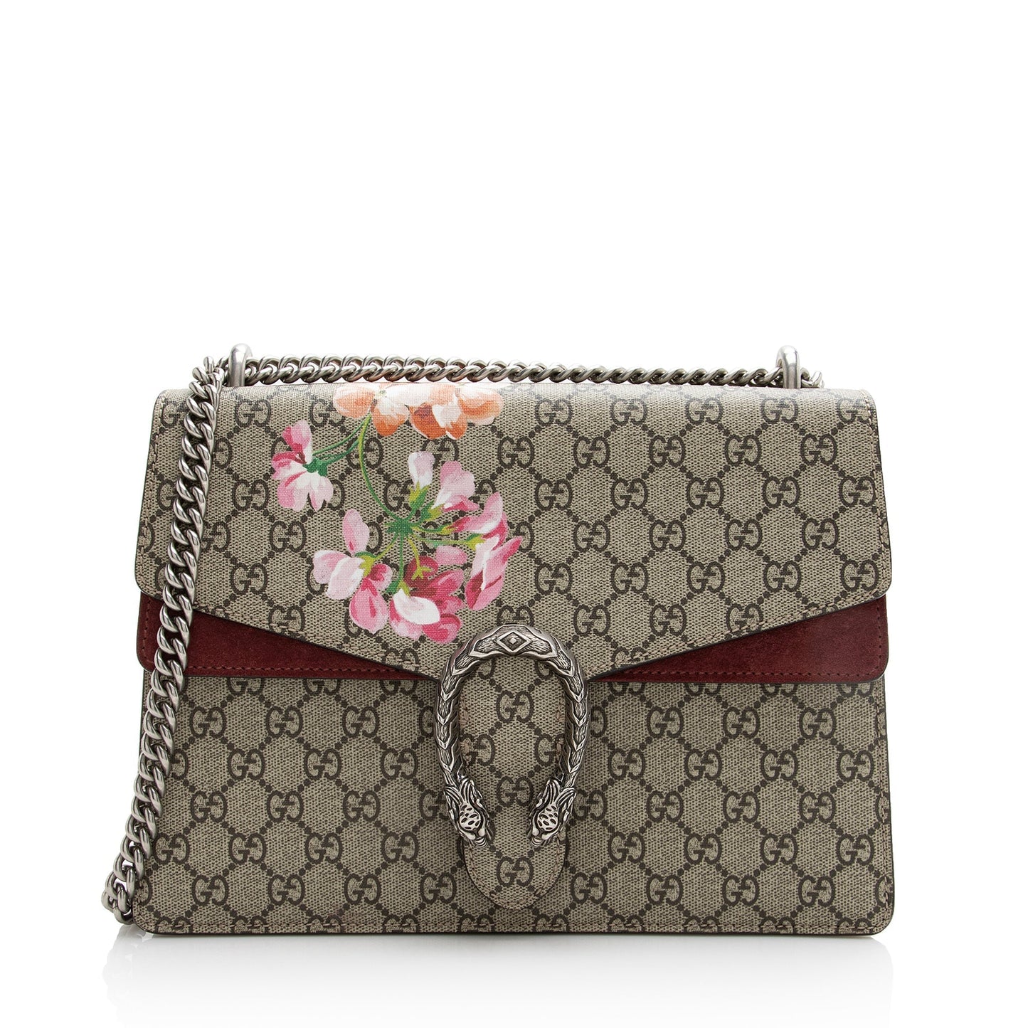Gucci GG Supreme Blooms Dionysus SHF Canvas Suede Beige Pink Shoulder Bag Bag Shf
