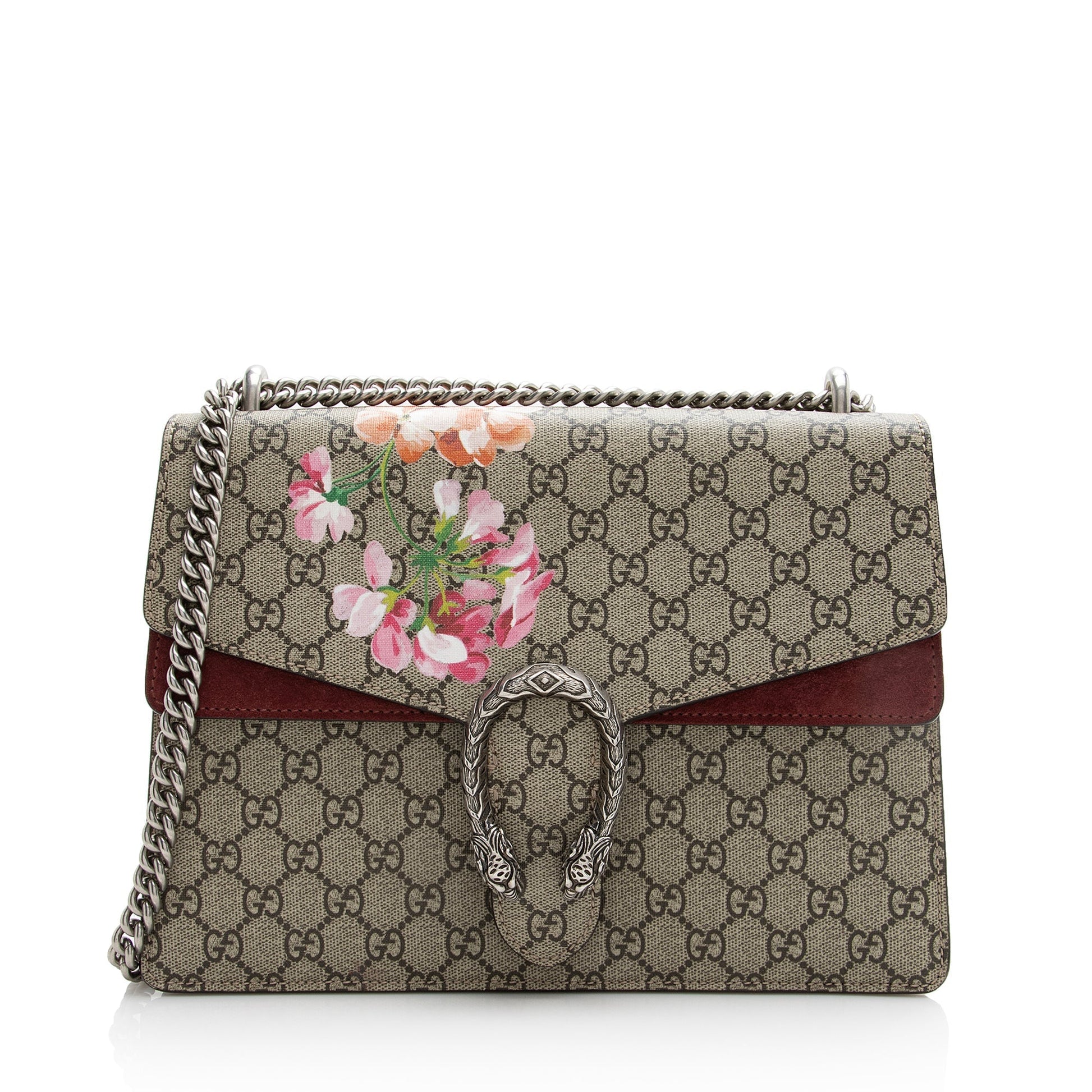 Gucci GG Supreme Blooms Dionysus SHF Canvas Suede Beige Pink Shoulder Bag Bag Shf