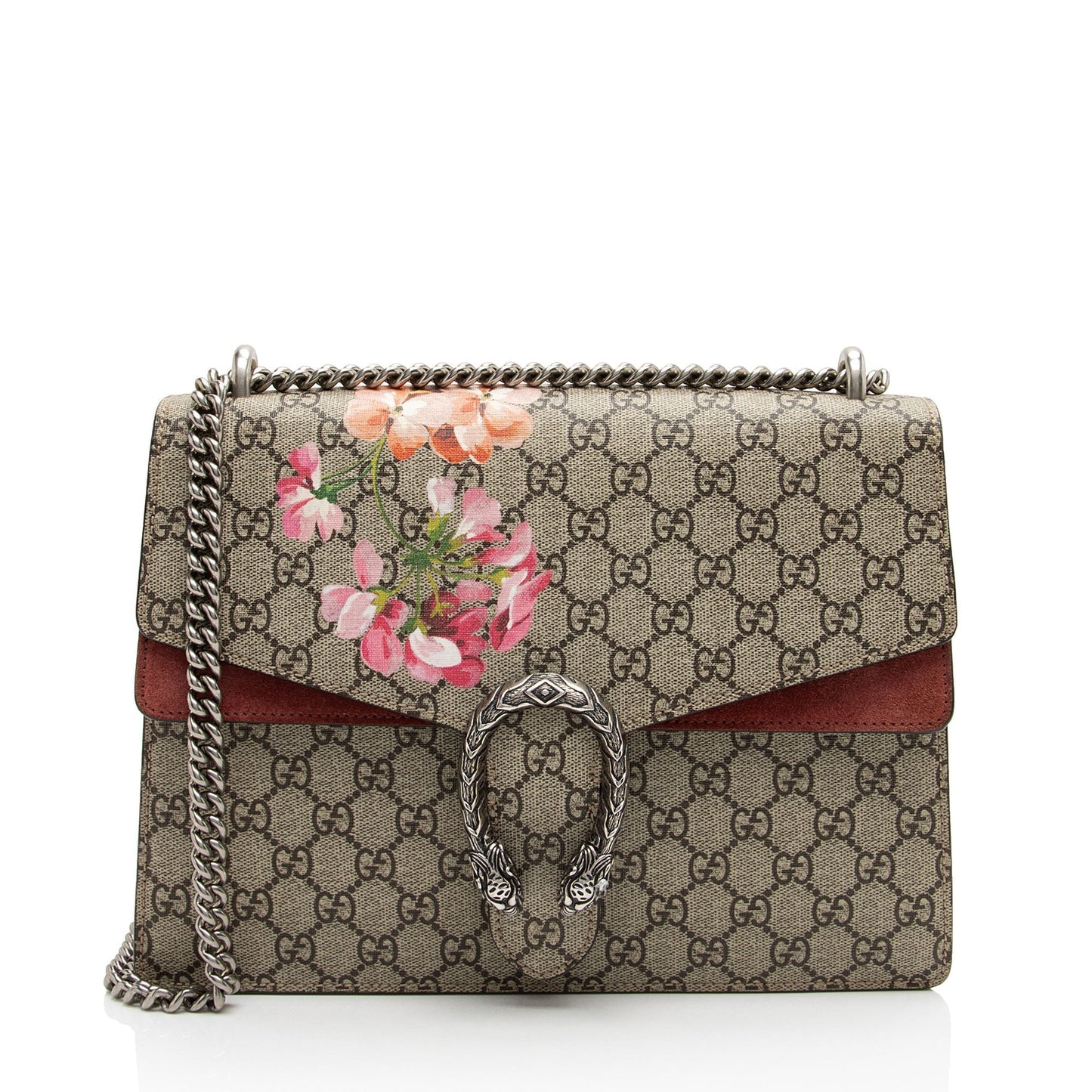 Gucci GG Supreme Blooms Dionysus SHF-DLwrwt Canvas Suede Beige Pink Shoulder Bag
