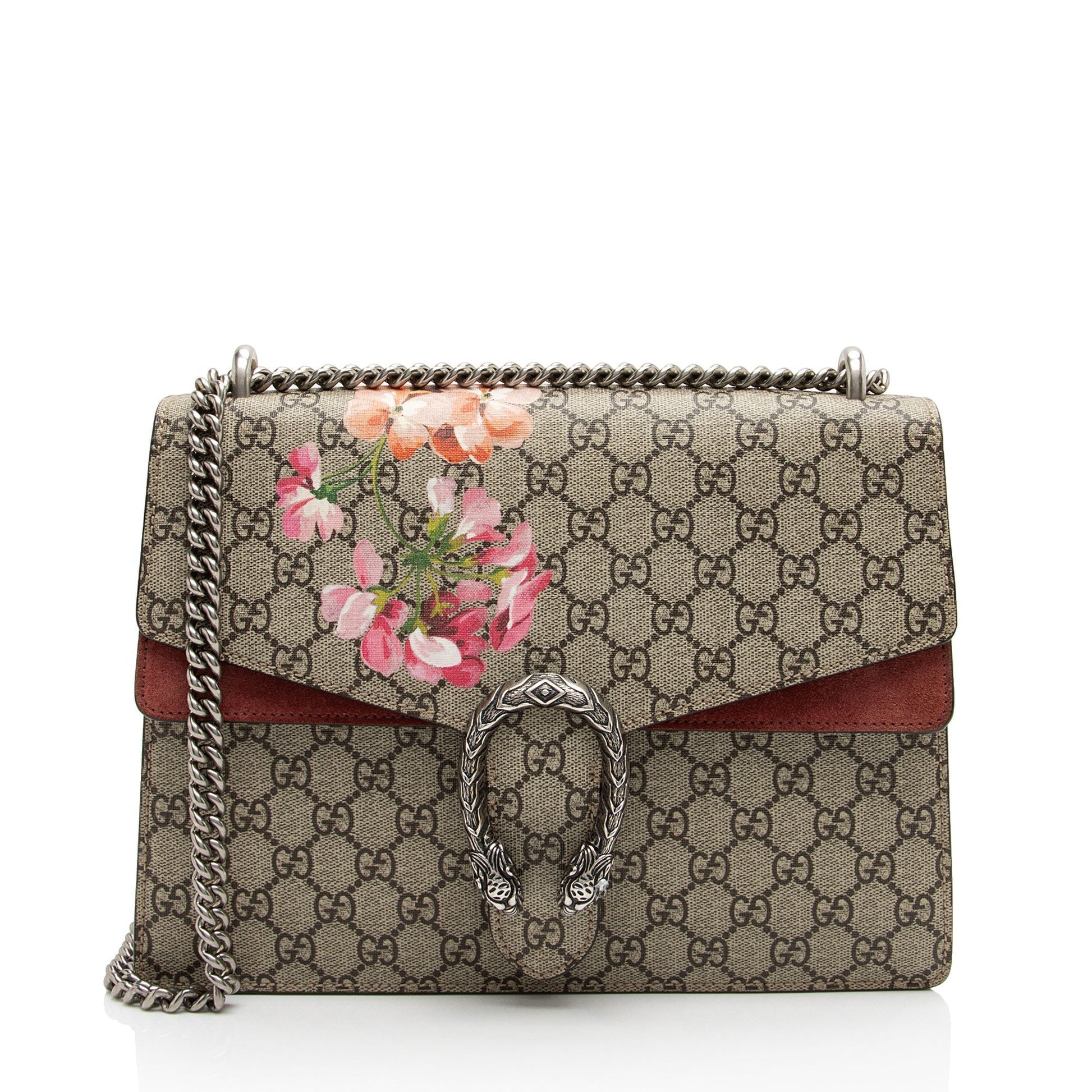 Gucci GG Supreme Blooms Dionysus SHF-DLwrwt Canvas Suede Beige Pink Shoulder Bag