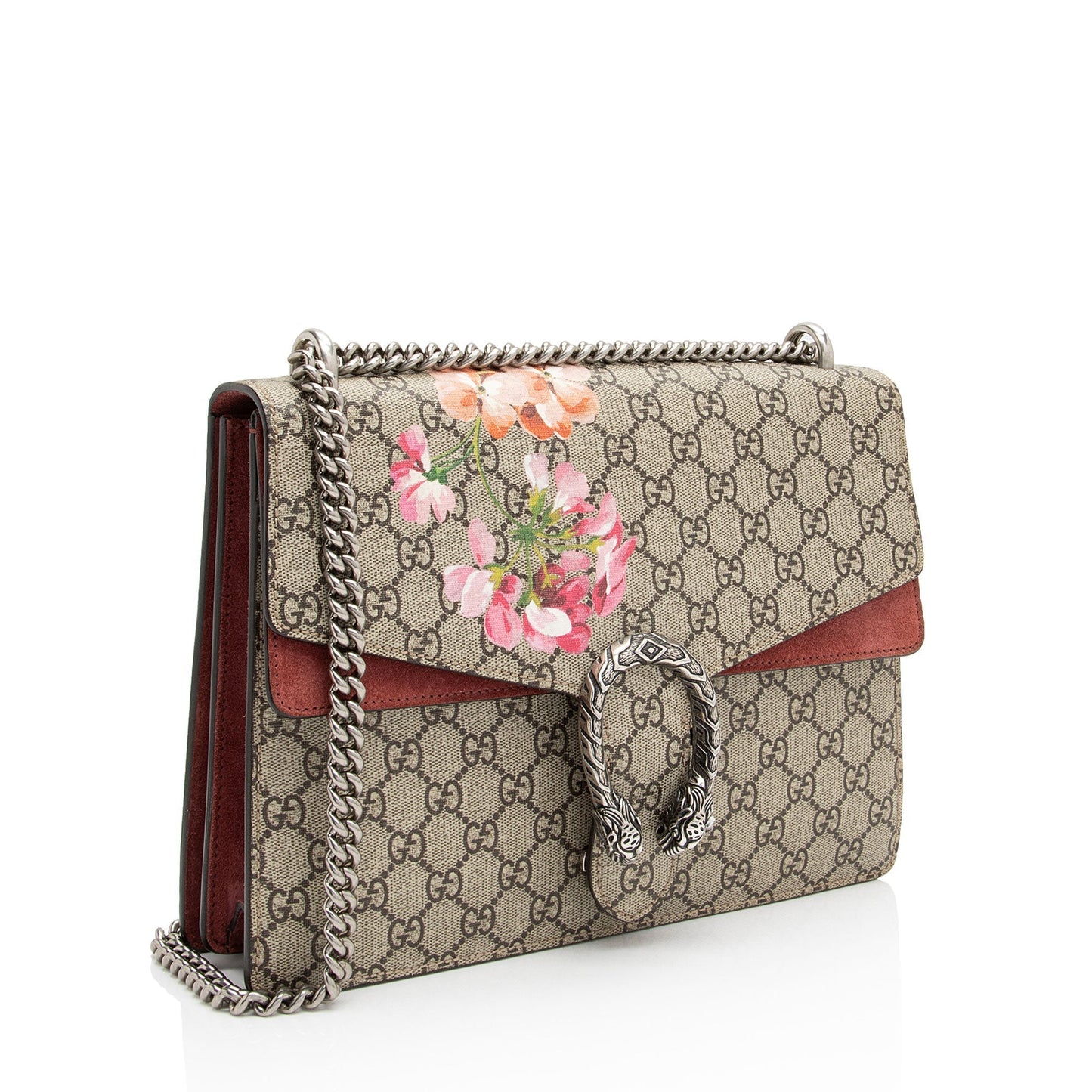 Gucci GG Supreme Blooms Dionysus SHF-DLwrwt Canvas Suede Beige Pink Shoulder Bag