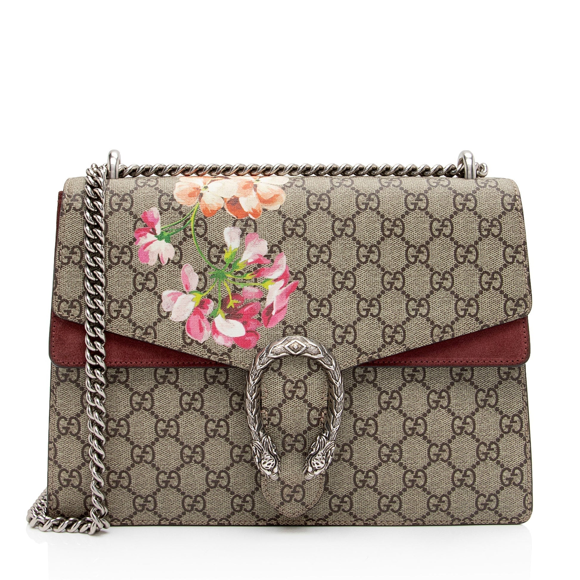 Gucci GG Supreme Blooms Dionysus SHF-DE7aCr Canvas Suede Beige Pink Crossbody Bag
