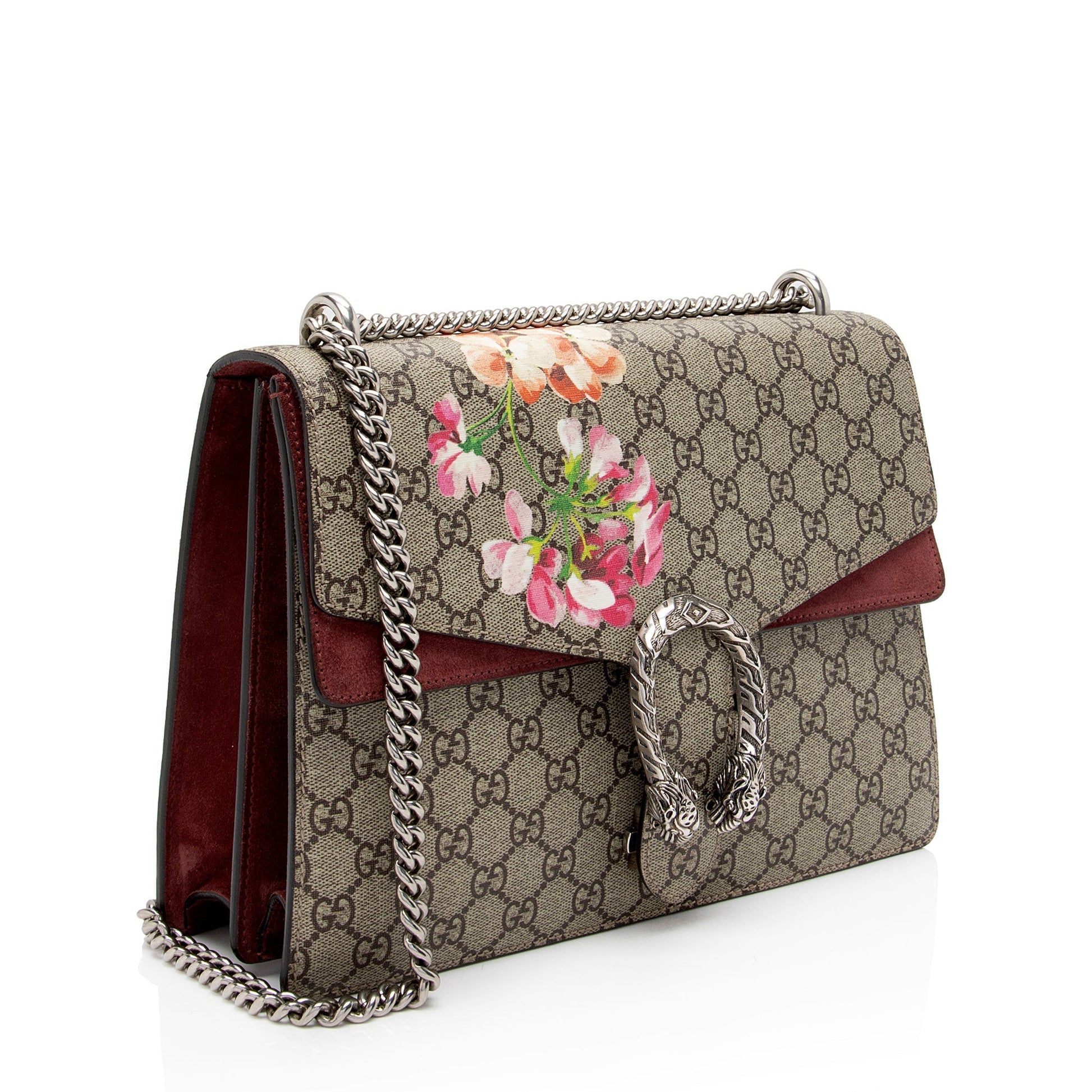 Gucci GG Supreme Blooms Dionysus SHF-DE7aCr Canvas Suede Beige Pink Crossbody Bag