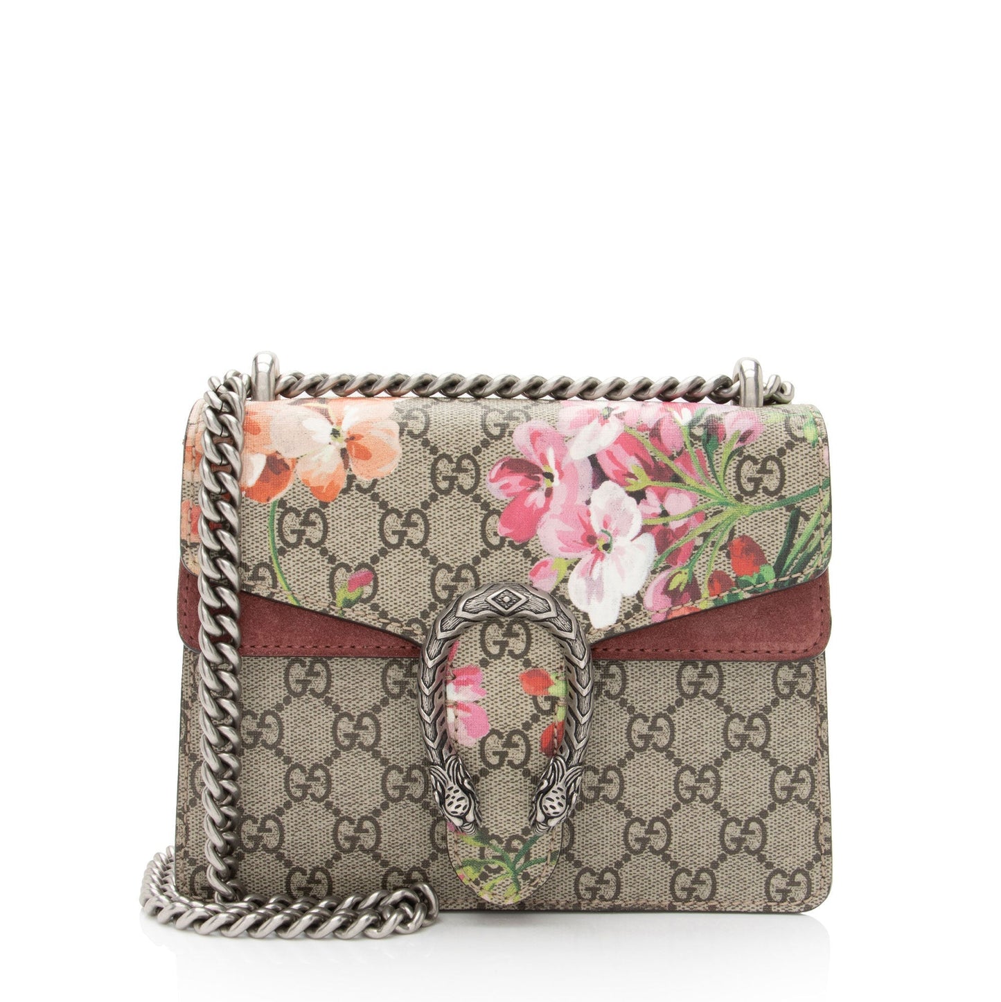 Gucci GG Supreme Blooms Dionysus SHF-uPZep0 Canvas Suede Beige Pink Crossbody Bag
