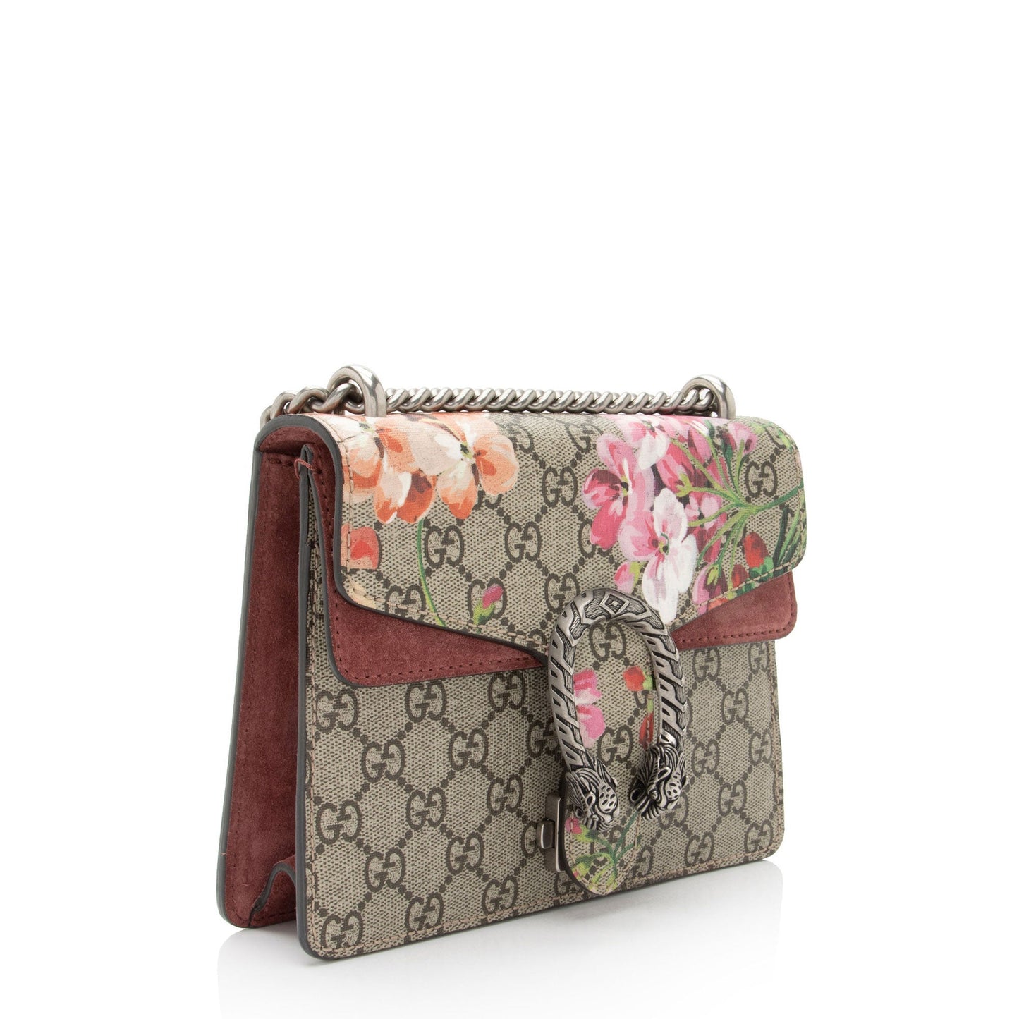 Gucci GG Supreme Blooms Dionysus SHF-uPZep0 Canvas Suede Beige Pink Crossbody Bag