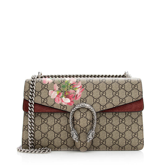 Gucci GG Supreme Blooms Dionysus SHF-oNsjxW Canvas Suede Beige Pink Shoulder Bag