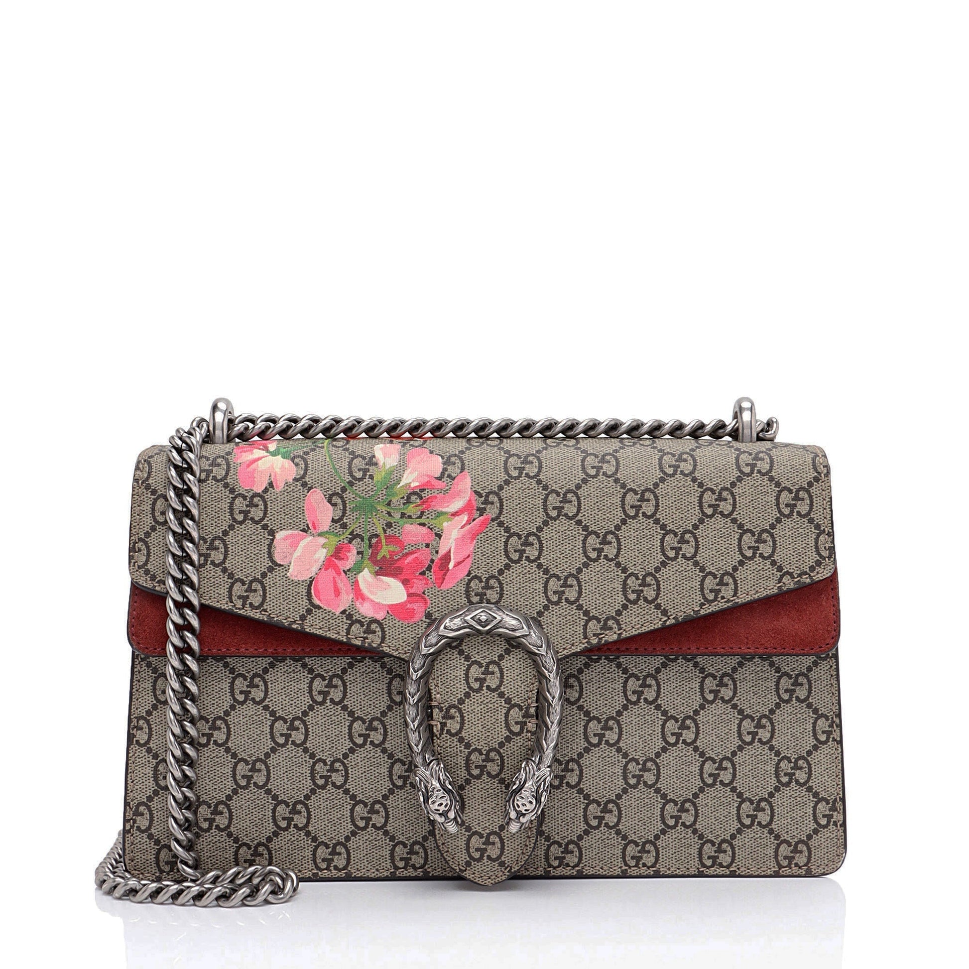 Gucci GG Supreme Blooms Dionysus SHF-oXxszK Canvas Suede Beige Pink Shoulder Bag