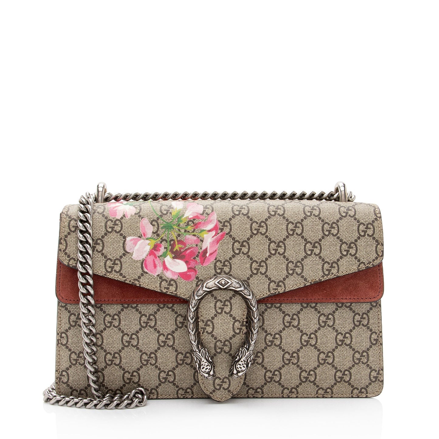 Gucci GG Supreme Blooms Dionysus Canvas Suede Beige Pink Shoulder Bag Shf 12Fzkv
