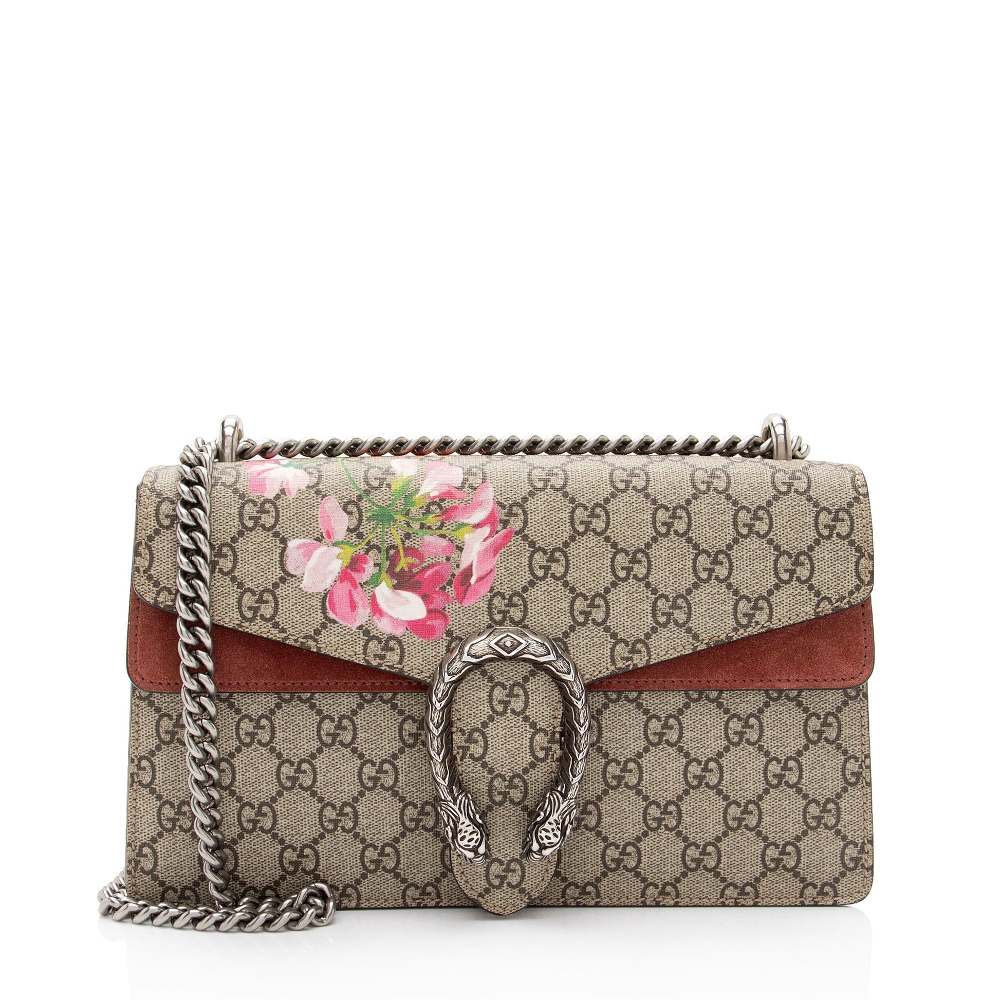 Gucci GG Supreme Blooms Dionysus Canvas Suede Beige Pink Shoulder Bag Shf 12Fzkv