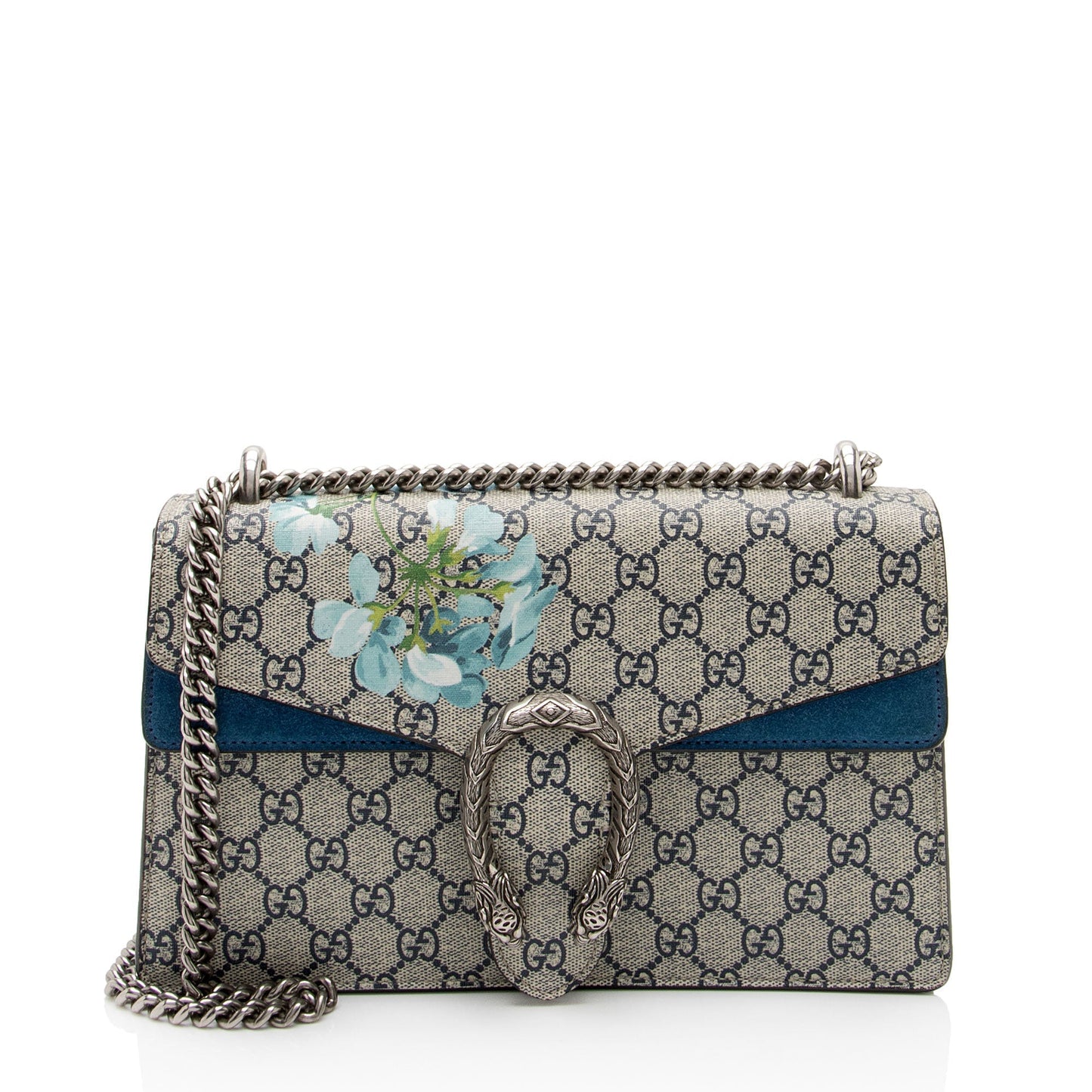 Gucci GG Supreme Blooms Dionysus SHF-X2N0d4 Canvas Suede Beige Blue Shoulder Bag