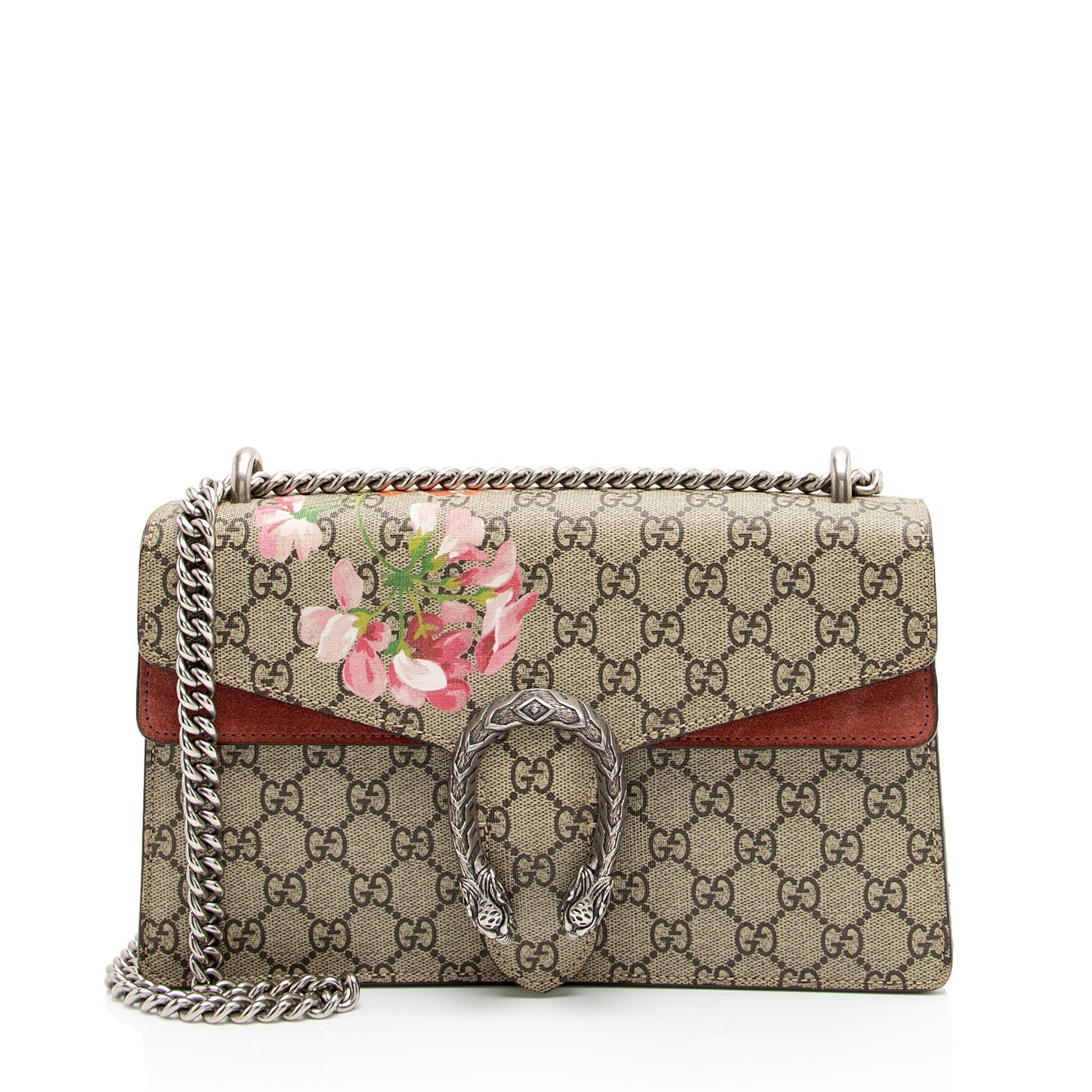 Gucci GG Supreme Blooms Dionysus SHF-FbfbDG Canvas Suede Beige Pink Shoulder Bag