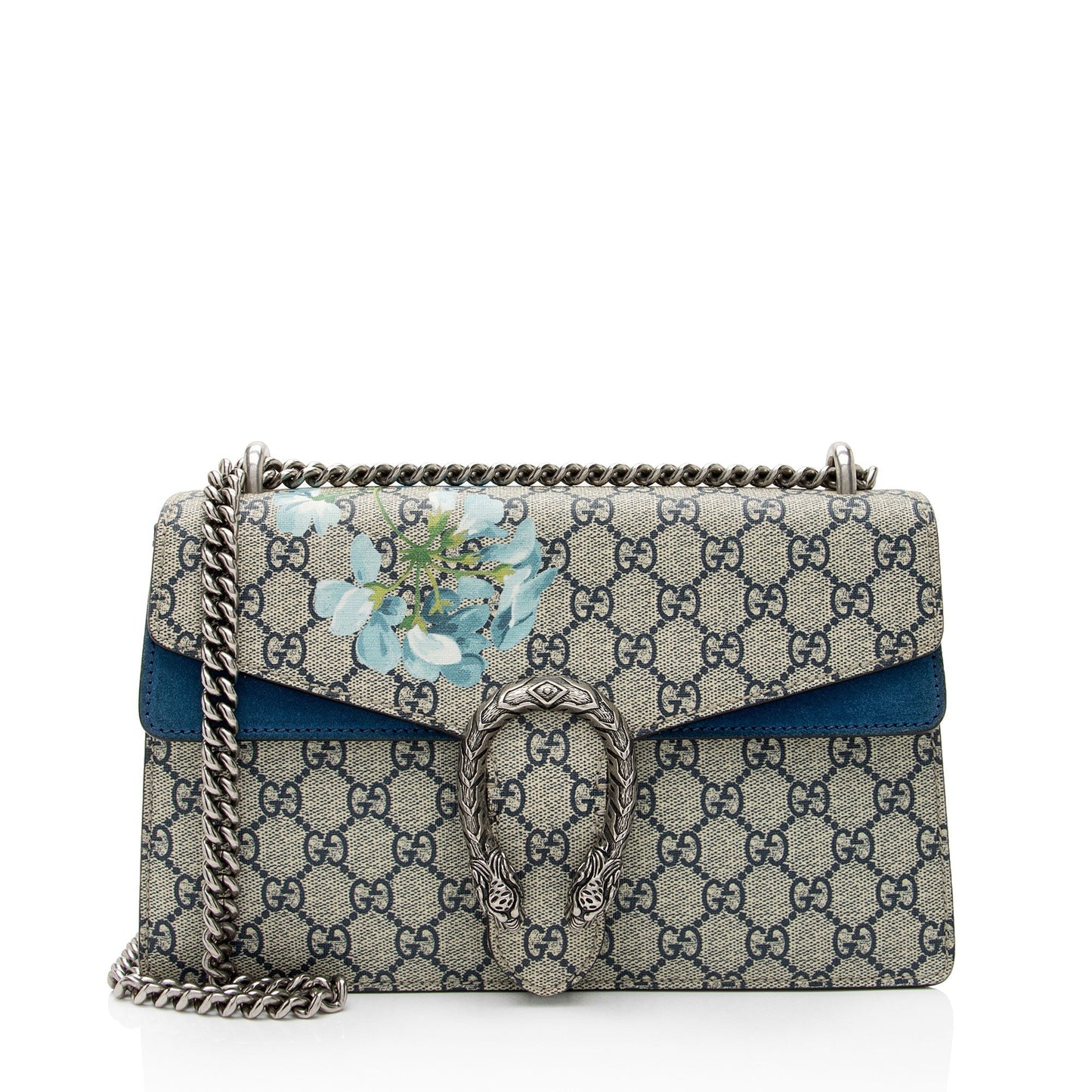 Gucci GG Supreme Blooms Dionysus SHF-tHbu8P Canvas Suede Beige Blue Shoulder Bag