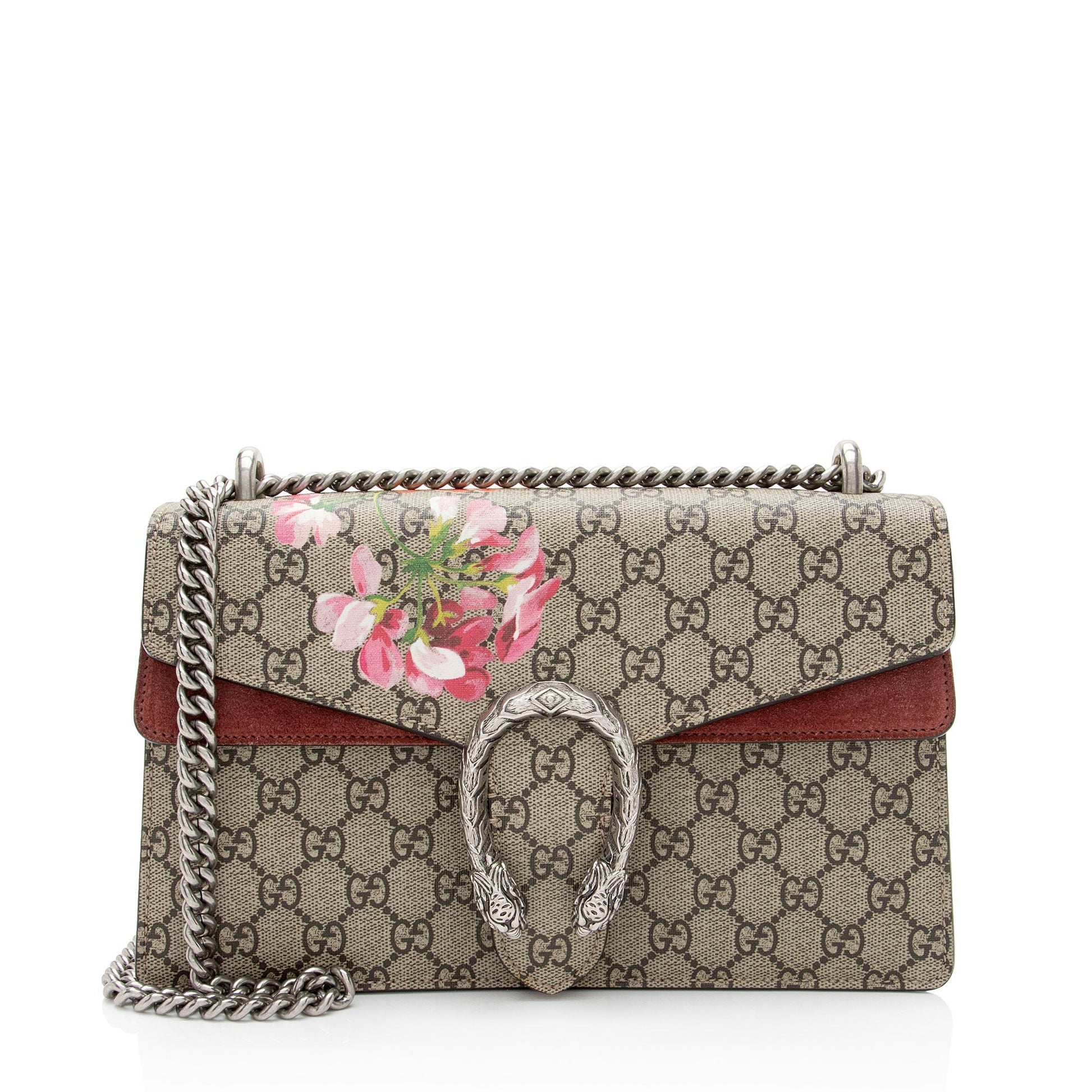 Gucci GG Supreme Blooms Dionysus SHF-72Z9Ik Canvas Suede Beige Pink Shoulder Bag