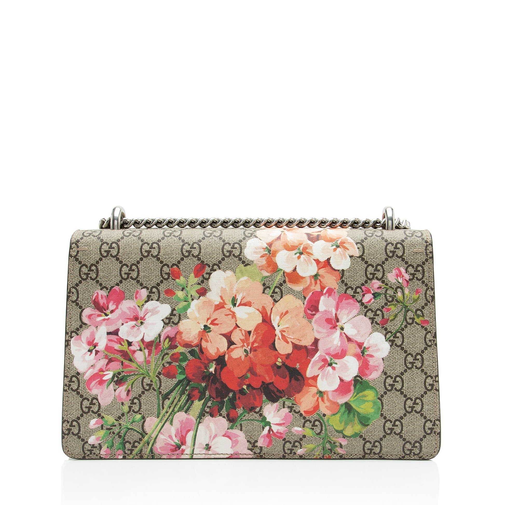 Gucci GG Supreme Blooms Dionysus Canvas Suede Beige Pink Shoulder Bag