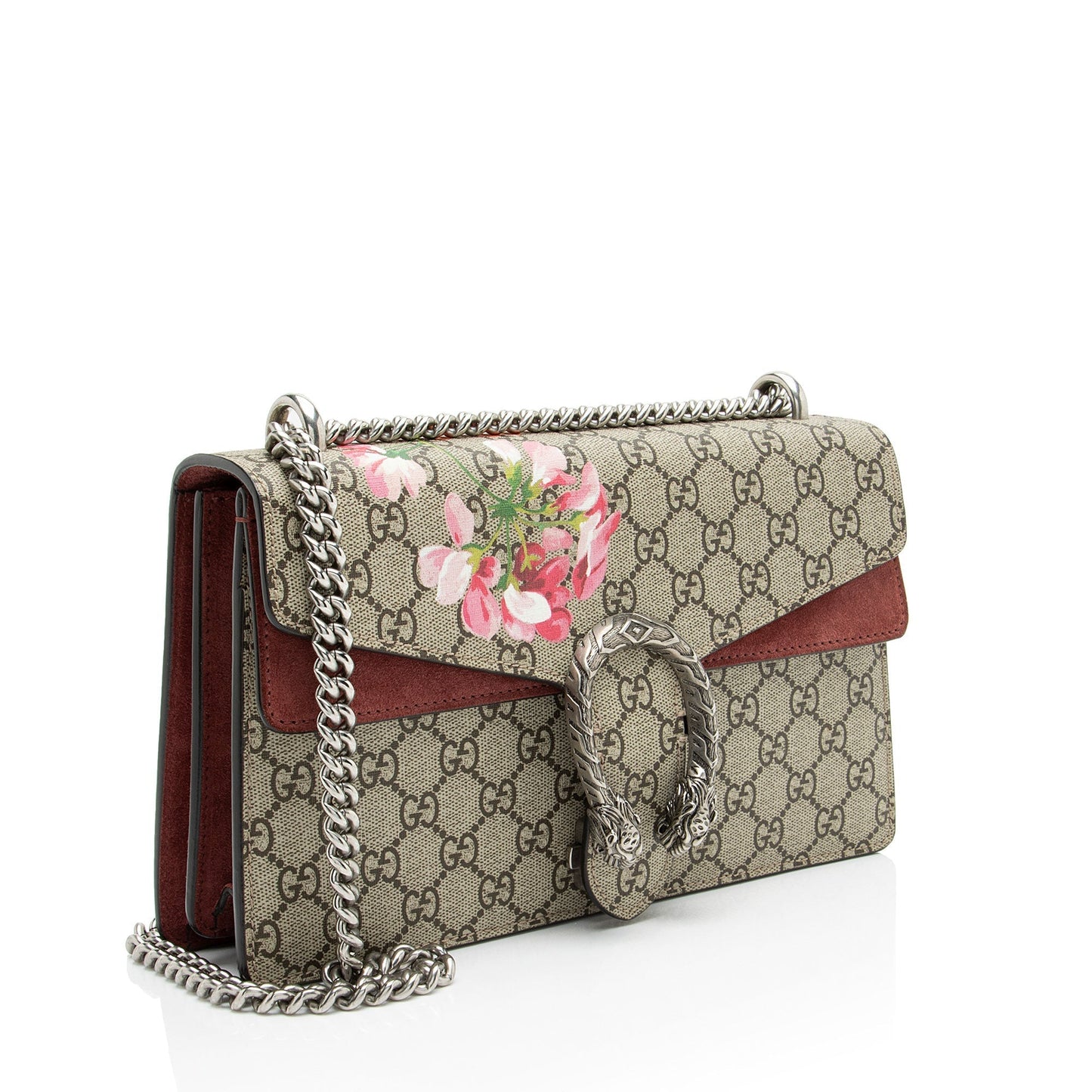 Gucci GG Supreme Blooms Dionysus Canvas Suede Beige Pink Shoulder Bag