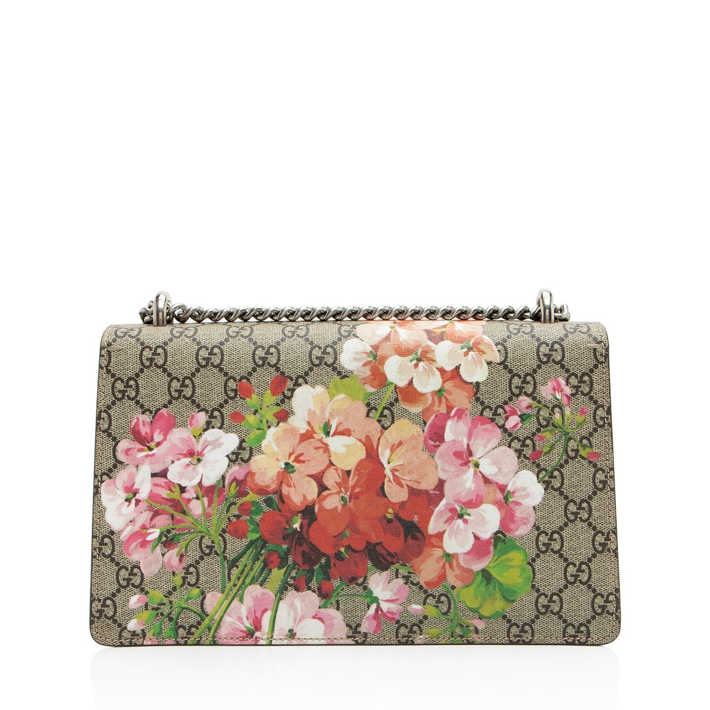 Gucci GG Supreme Blooms Dionysus Canvas Suede Brown Pink Shoulder Bag