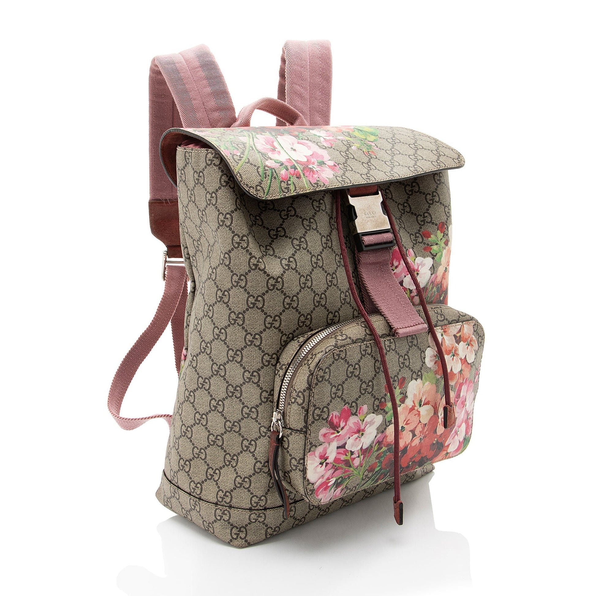 Gucci GG Supreme Blooms Backpack SHF-G2tOOE Leather Canvas Nylon Brown Shoulder Bag