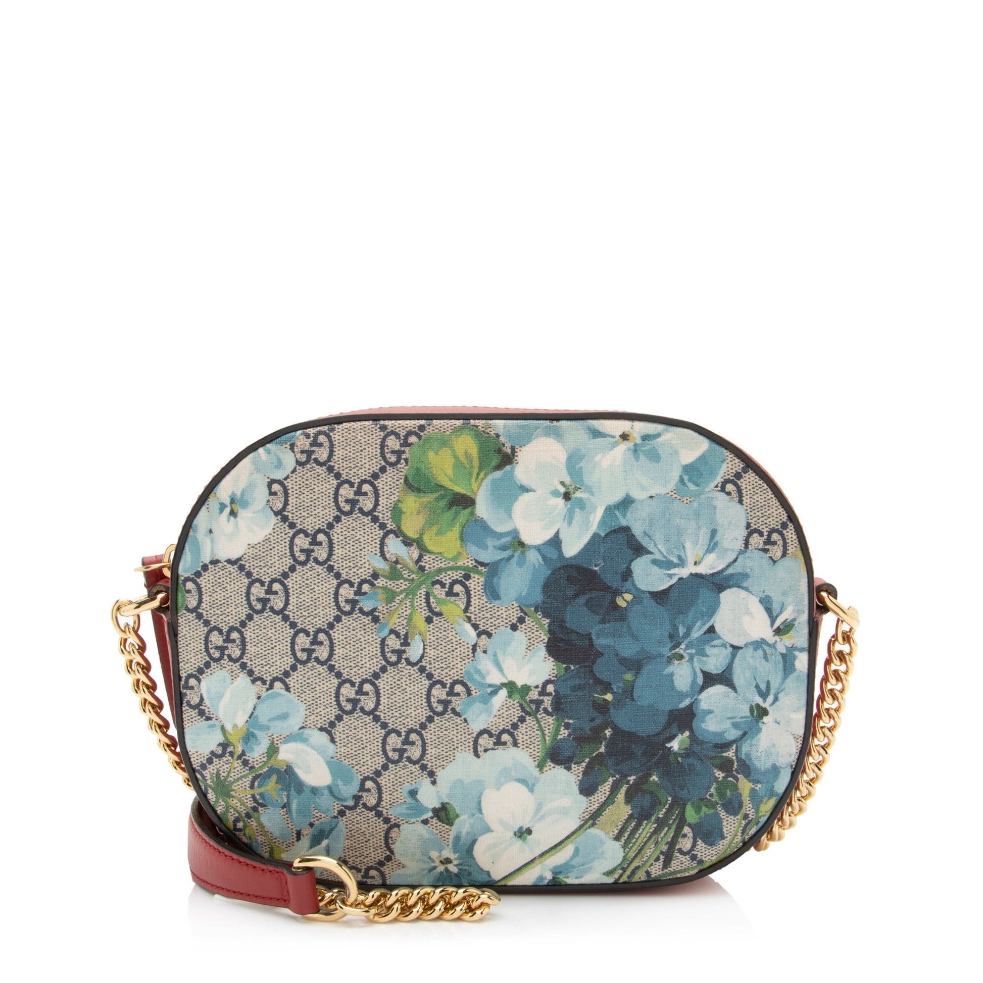 Gucci GG Supreme Blooms Chain SHF-5o2pHV Leather Canvas Blue Red Crossbody Bag