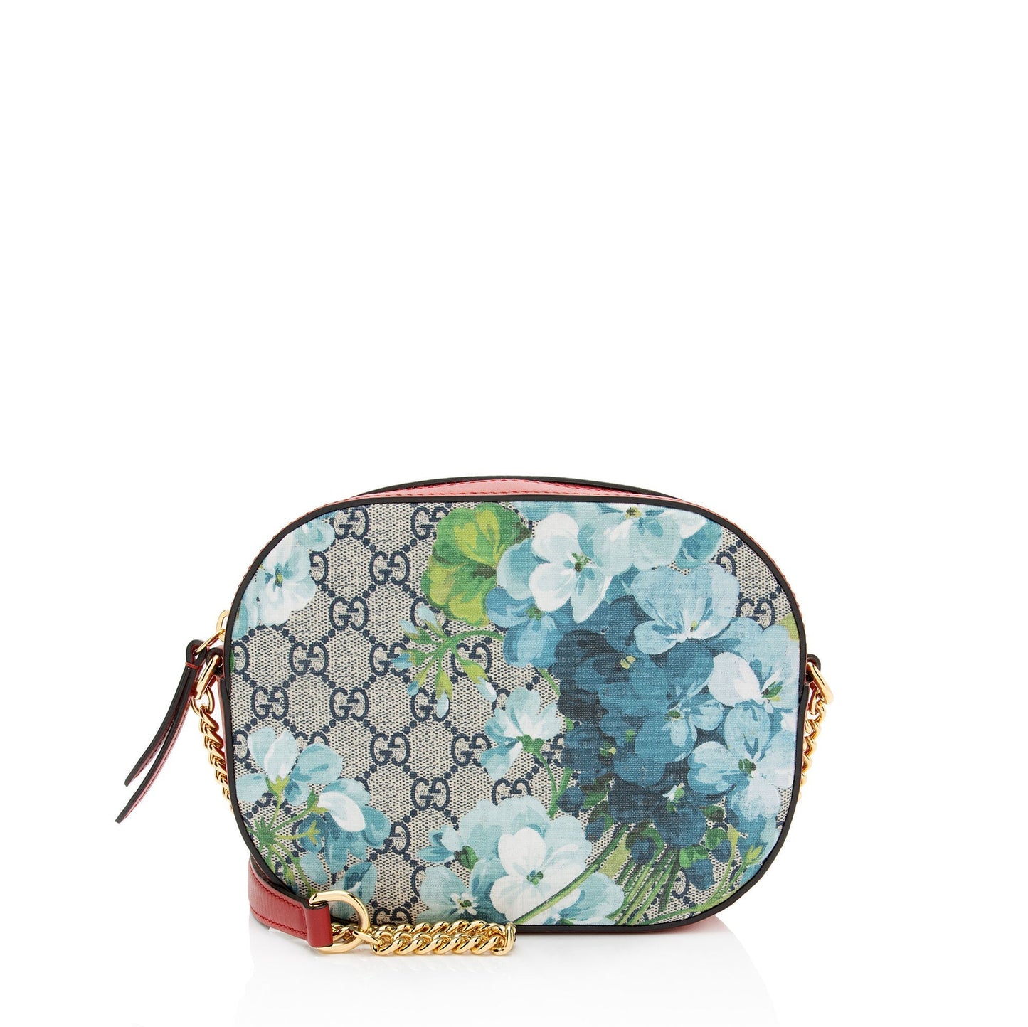 Gucci GG Supreme Blooms Chain Leather Canvas Blue Red Crossbody Bag