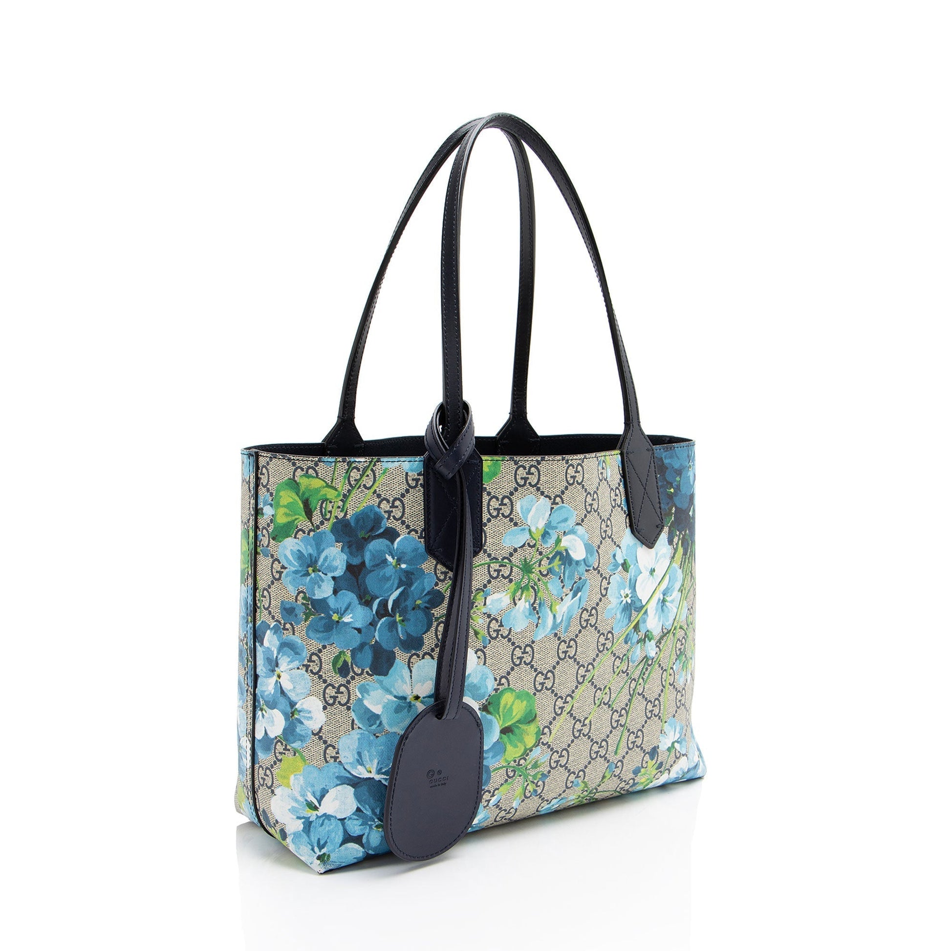 Gucci GG Supreme Blooms Reversible SHF-OhRyKY Leather Canvas White Beige Tote Bag