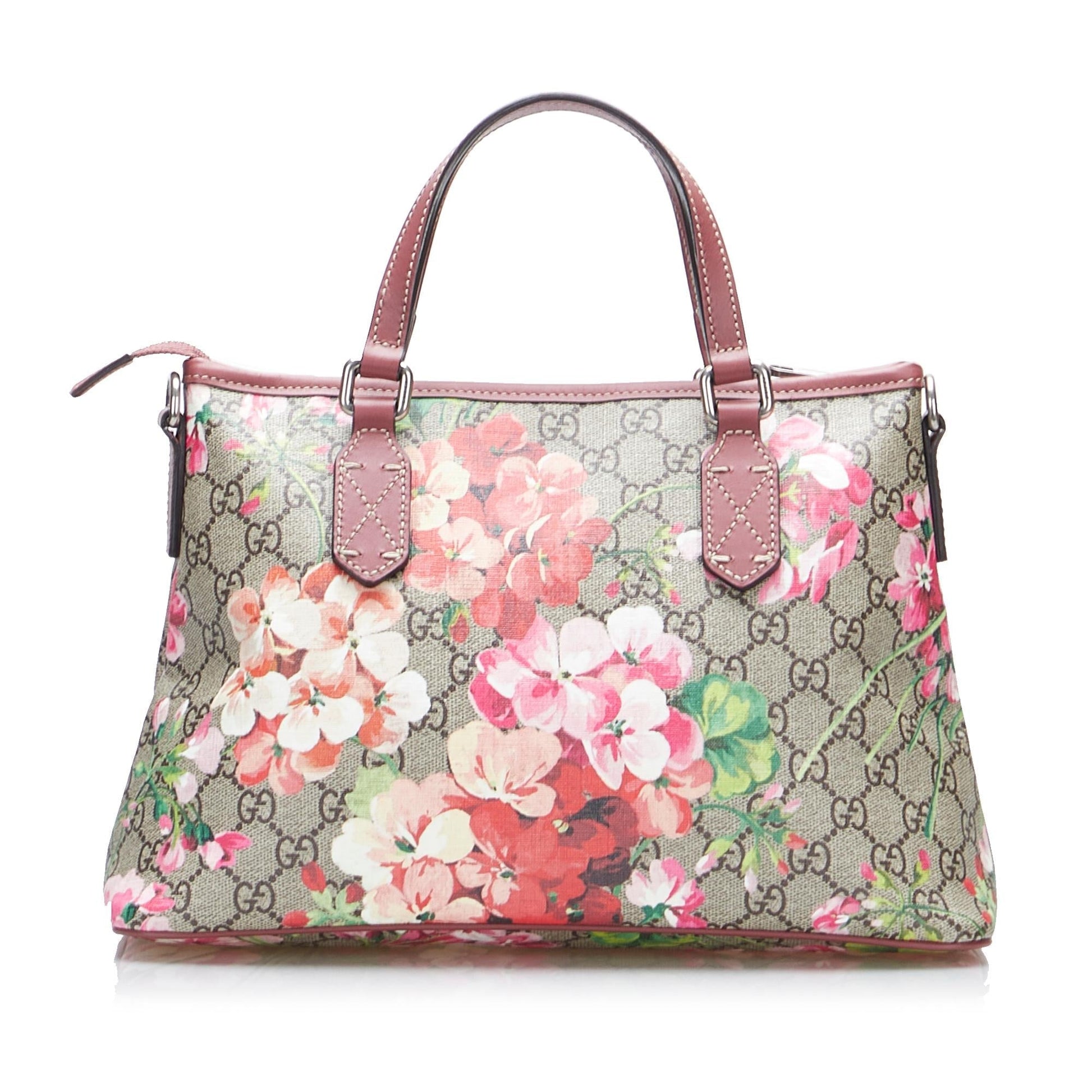 Gucci GG Supreme Blooms SHG-ohCTZX Canvas Brown Pink Satchel Bag