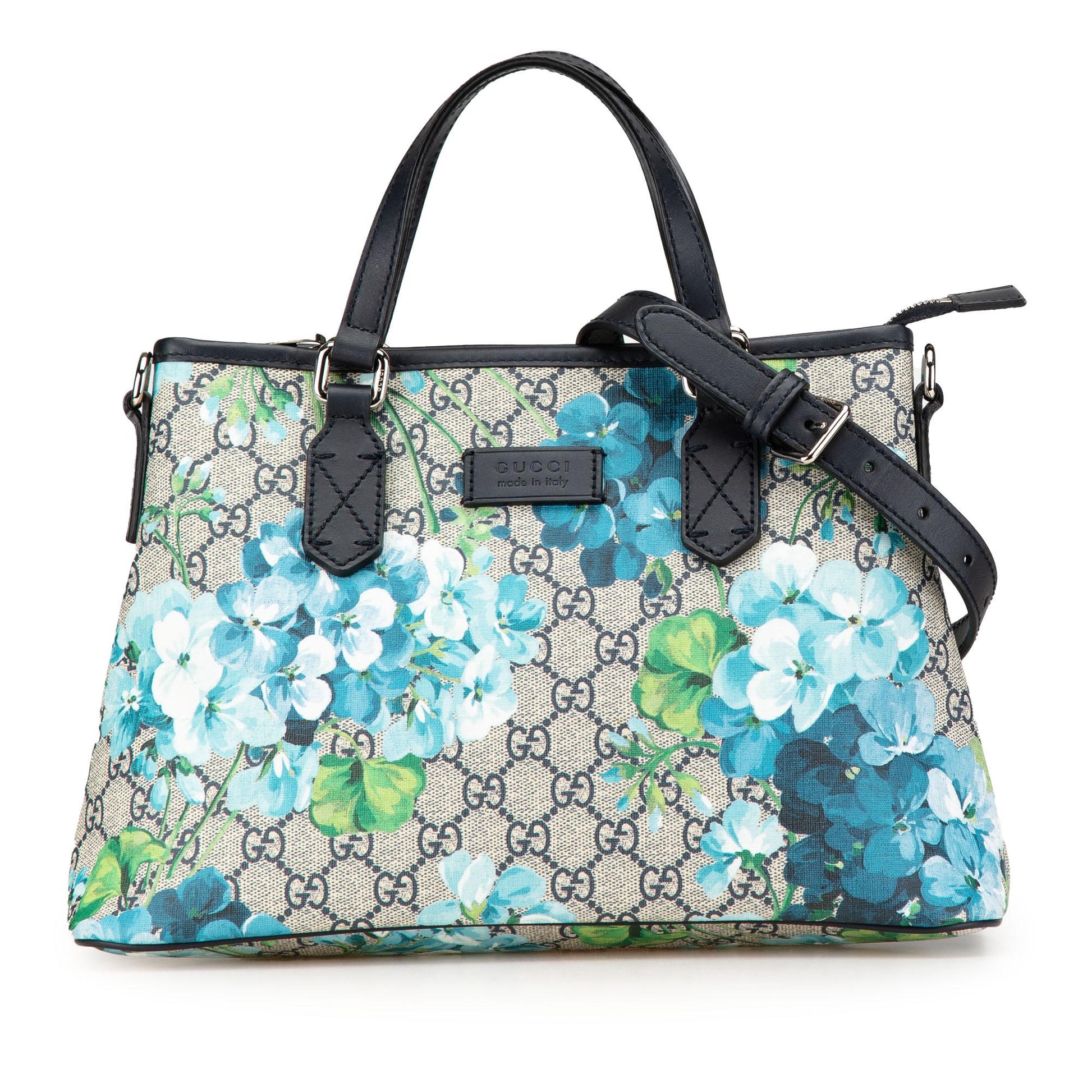 Gucci GG Supreme Blooms Canvas Calf Brown Satchel Bag