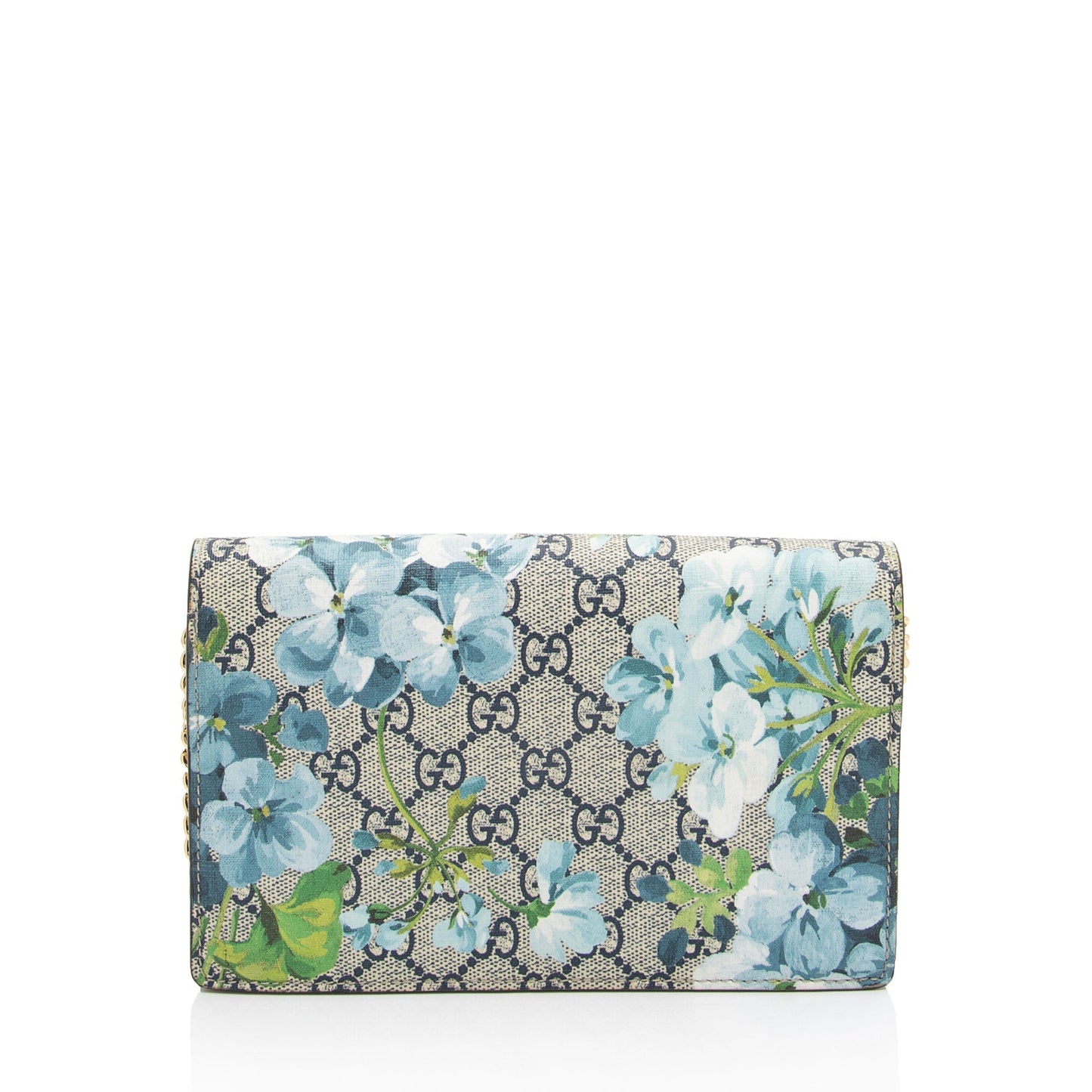 Gucci GG Supreme Blooms Wallet on Leather Canvas Blue Red Crossbody Bag