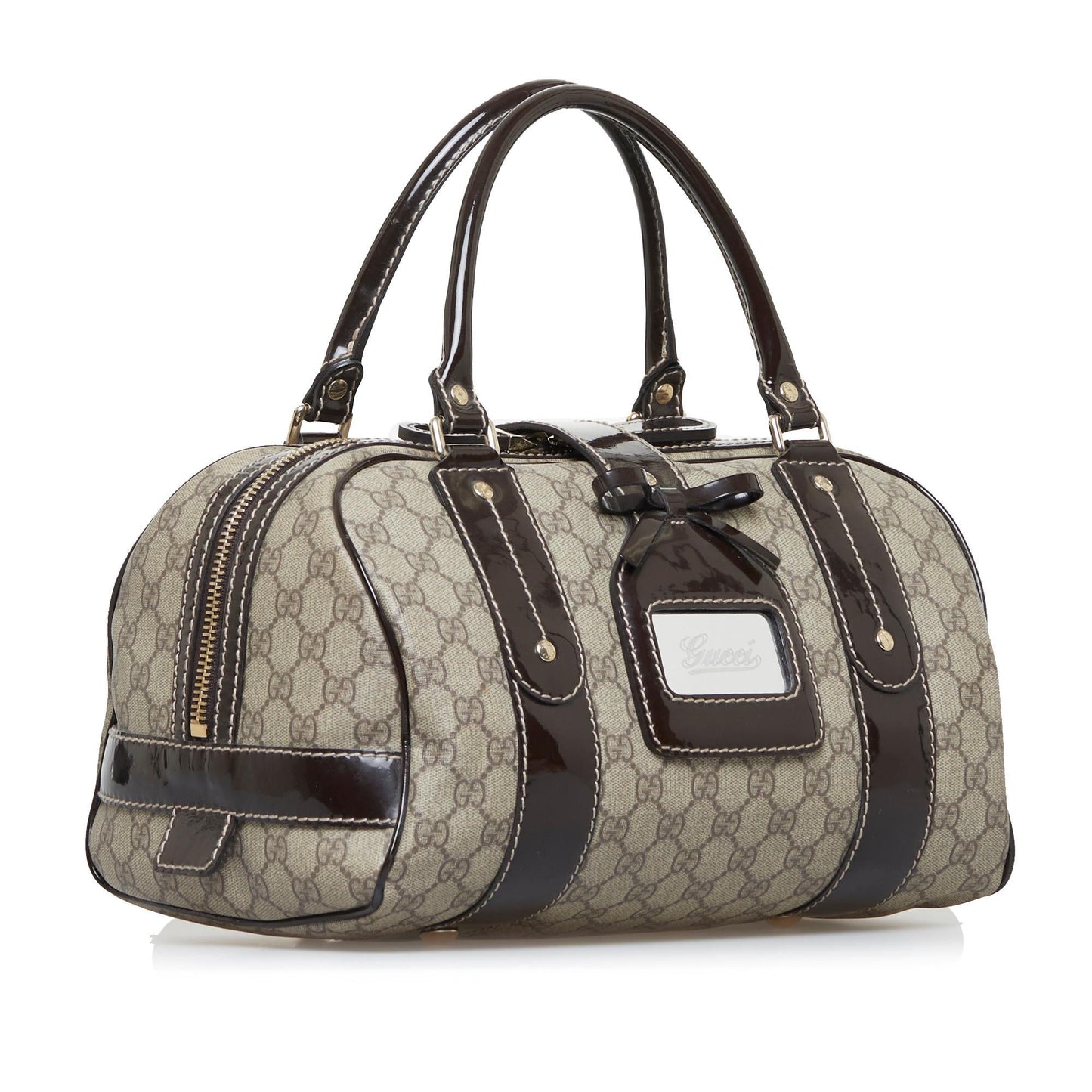 Gucci GG Supreme Boston SHG-2aBLWM Canvas Brown Satchel Bag