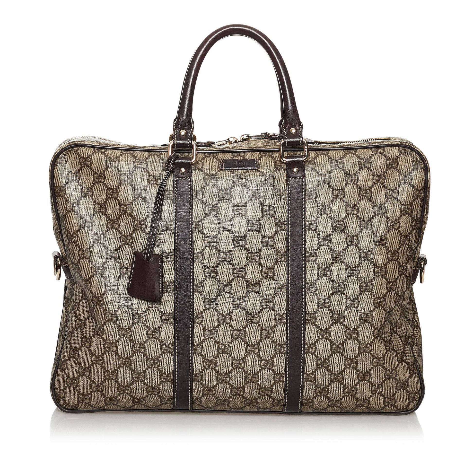 Gucci GG Supreme Business SHG Canvas Brown Tote Bag
