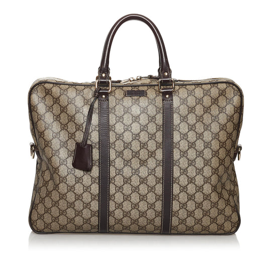 Gucci GG Supreme Business SHG Canvas Brown Tote Bag
