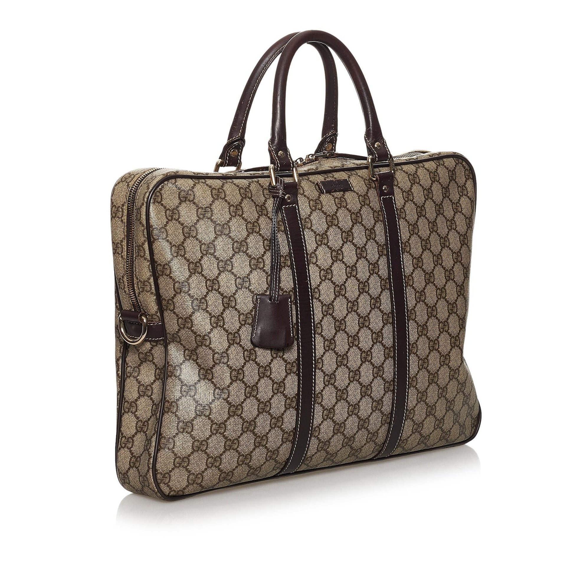 Gucci GG Supreme Business SHG Canvas Brown Tote Bag