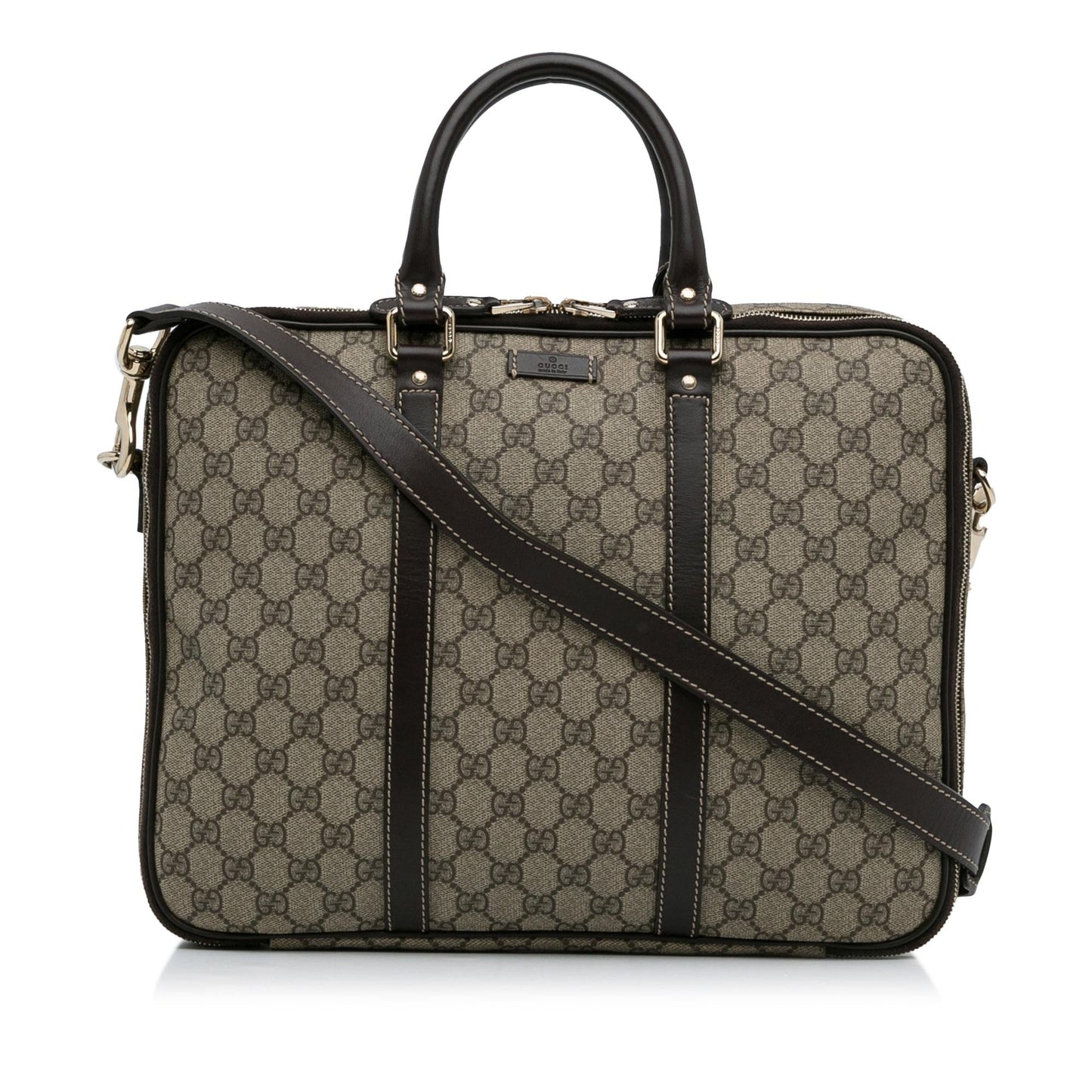 Gucci GG Supreme Business SHG-kI4nzT Canvas Calf Brown Tote Bag