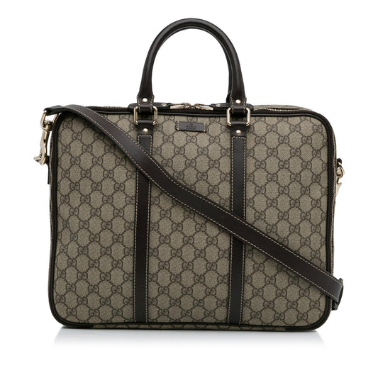 Gucci GG Supreme Business SHG-kI4nzT Canvas Calf Brown Tote Bag