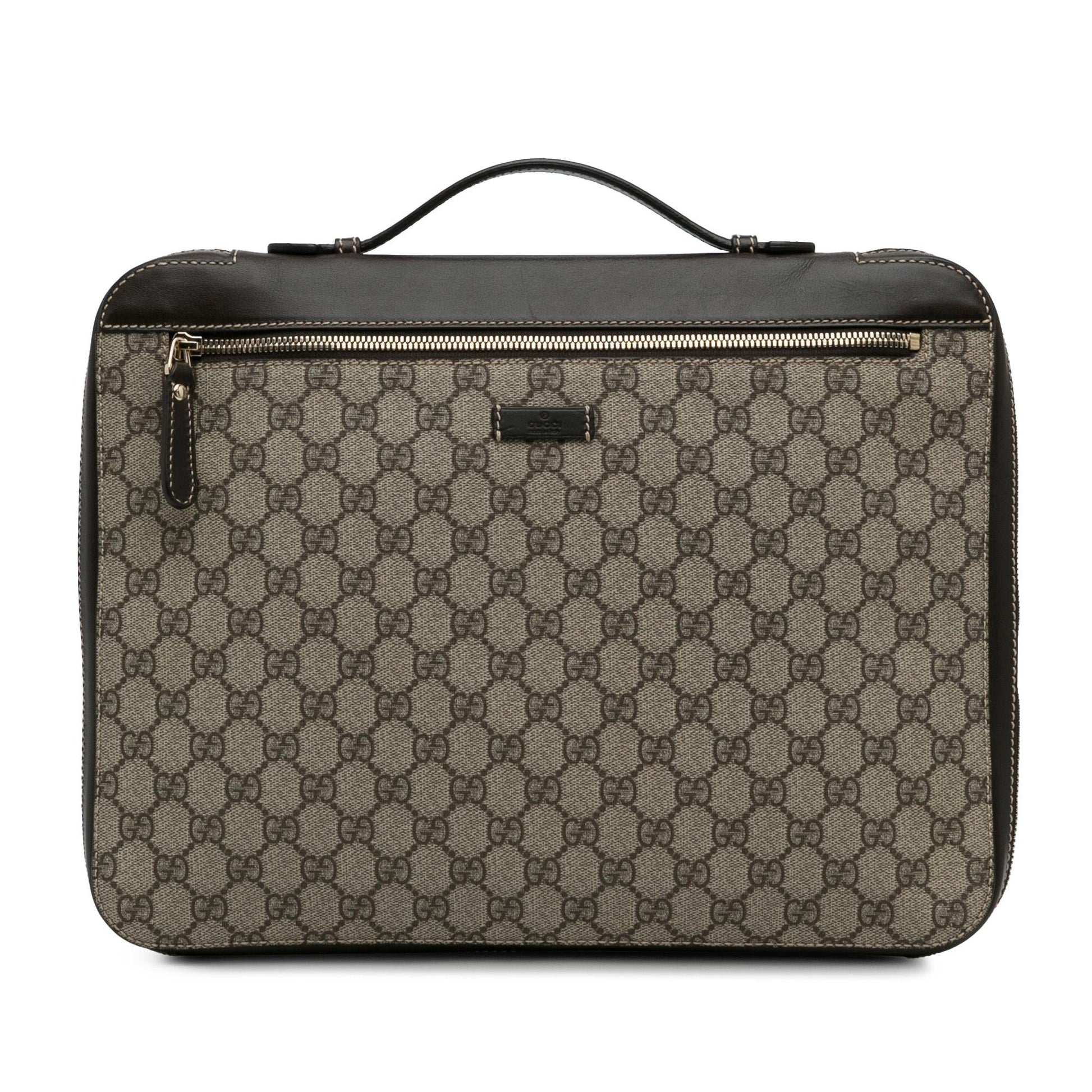 Gucci GG Supreme Business SHG-mKY0WE Canvas Calf Brown Tote Bag