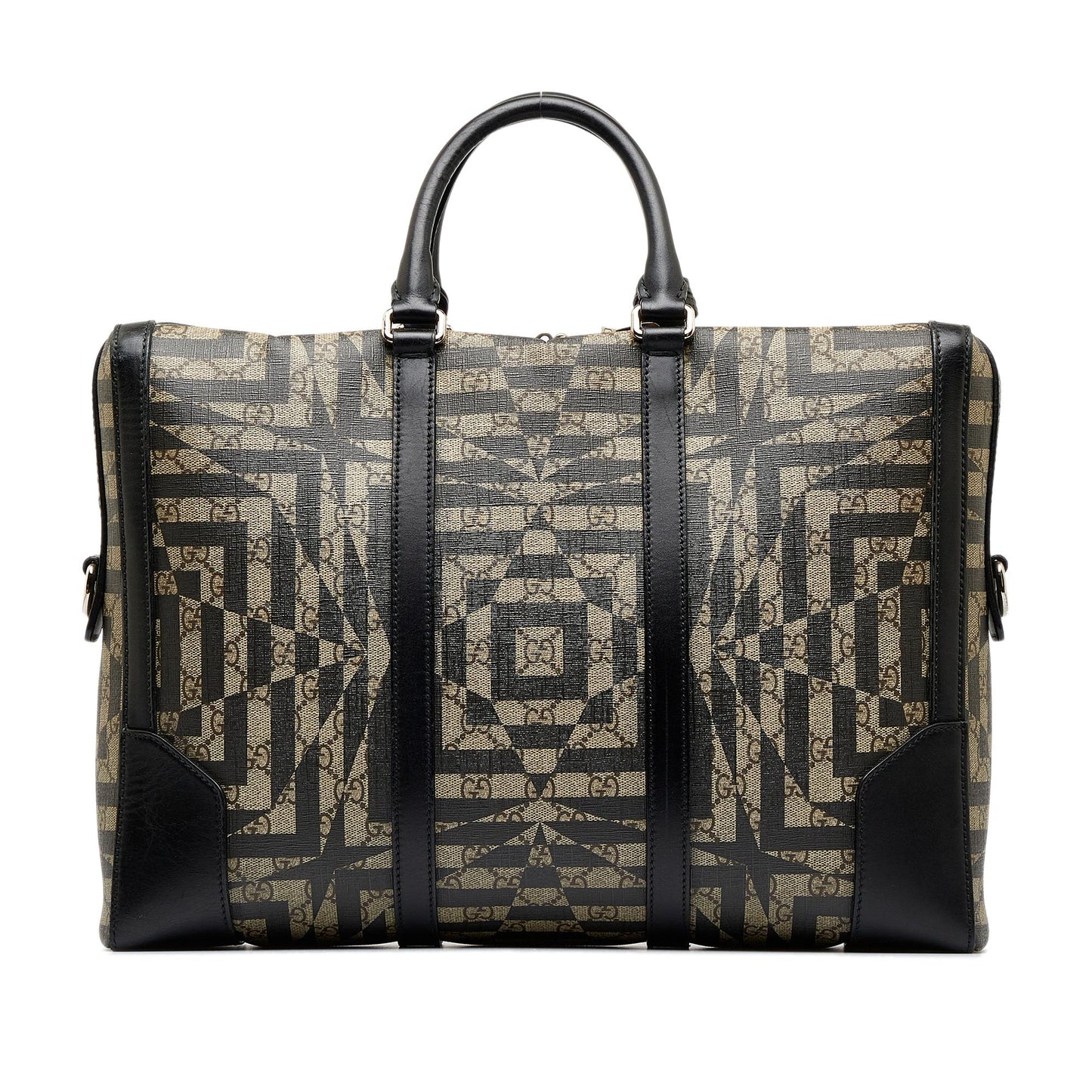 Gucci GG Supreme Caleido Eden Briefcase Canvas Calf Black Brown Tote Bag