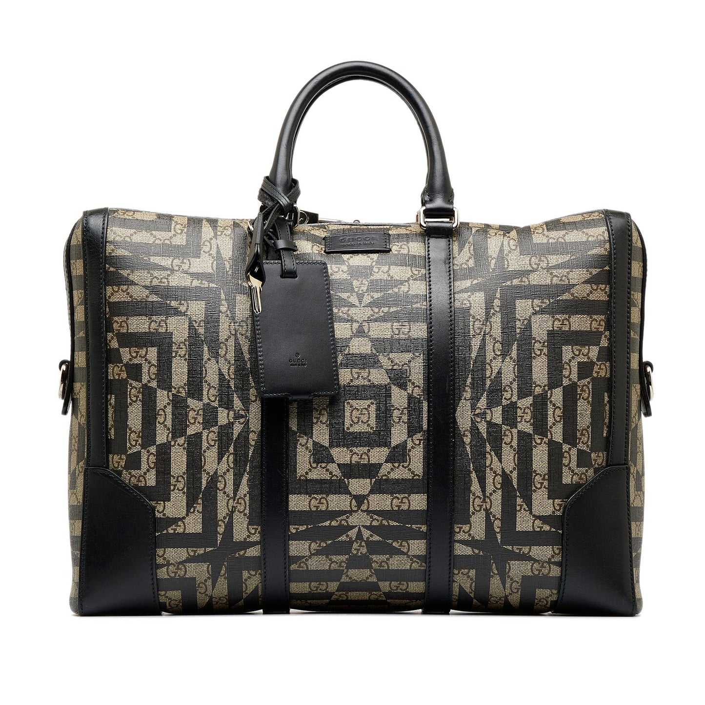 Gucci GG Supreme Caleido Eden Briefcase Canvas Calf Black Brown Tote Bag