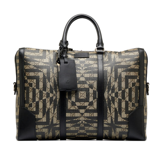 Gucci GG Supreme Caleido Eden Briefcase Canvas Calf Black Brown Tote Bag