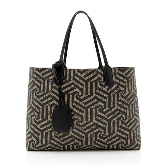 Gucci GG Supreme Caleido Reversible SHF Canvas Black Beige Medium Tote Bag