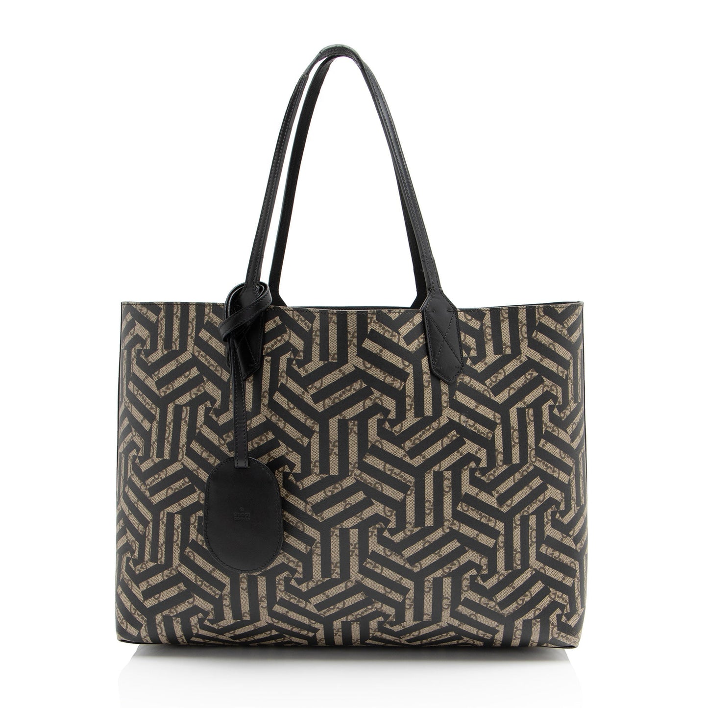 Gucci GG Supreme Caleido Reversible SHF-cTUY8M Leather Canvas Black Beige Tote Bag