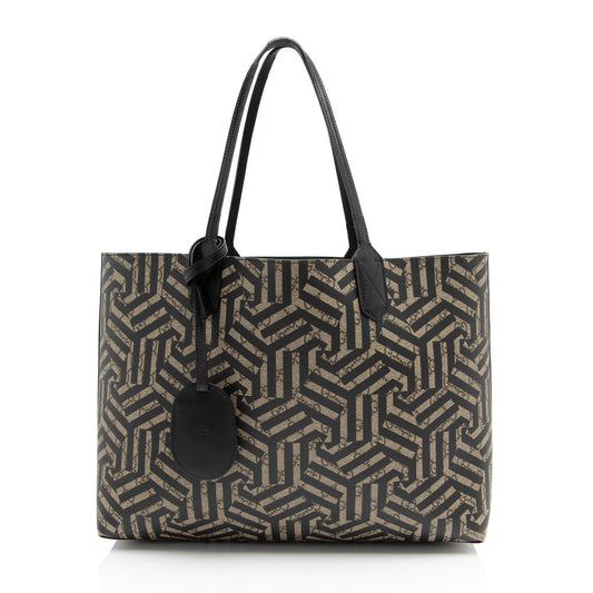 Gucci GG Supreme Caleido Reversible SHF-cTUY8M Leather Canvas Black Beige Tote Bag