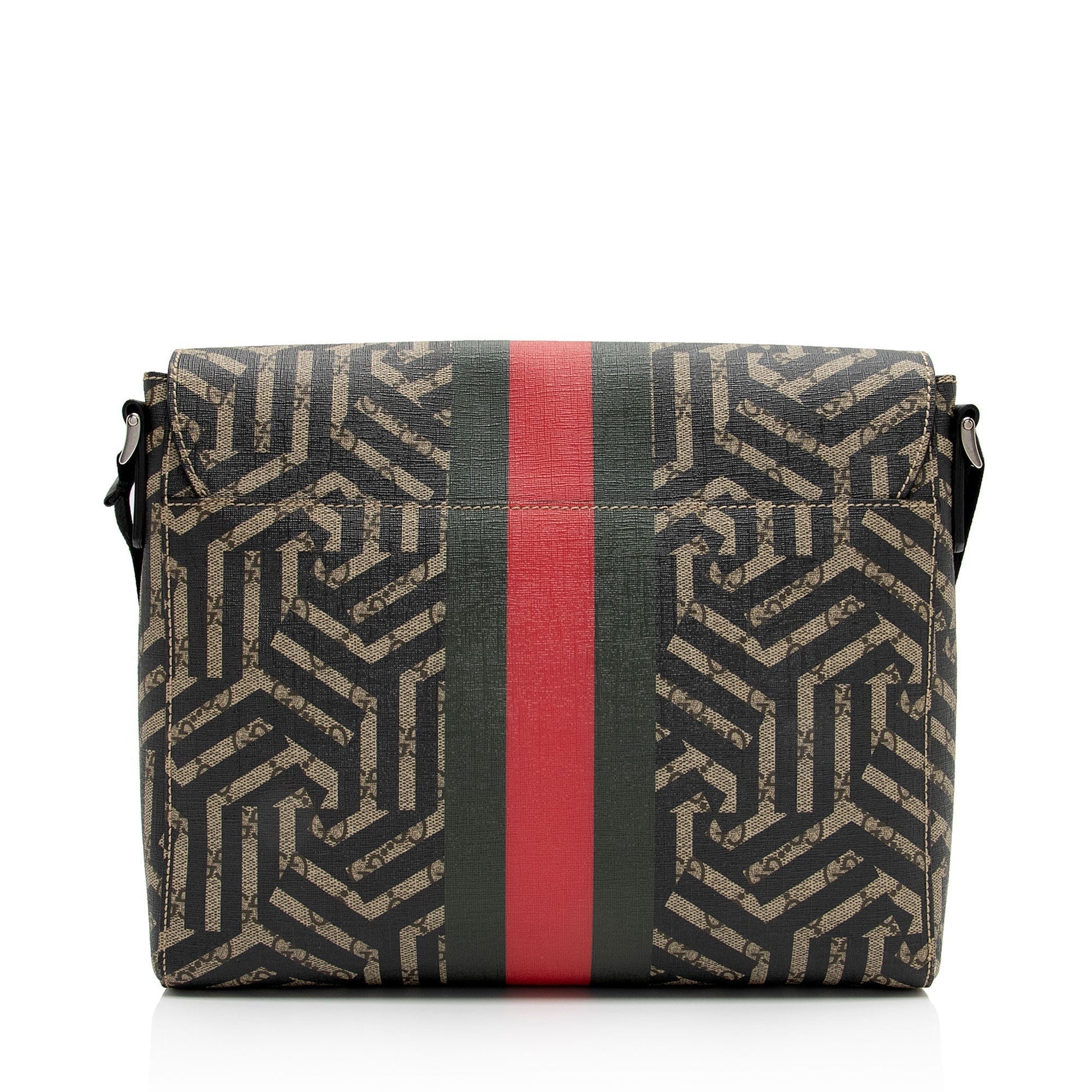 Gucci GG Supreme Caleido Web Messenger Leather Canvas Nylon Black Shoulder Bag