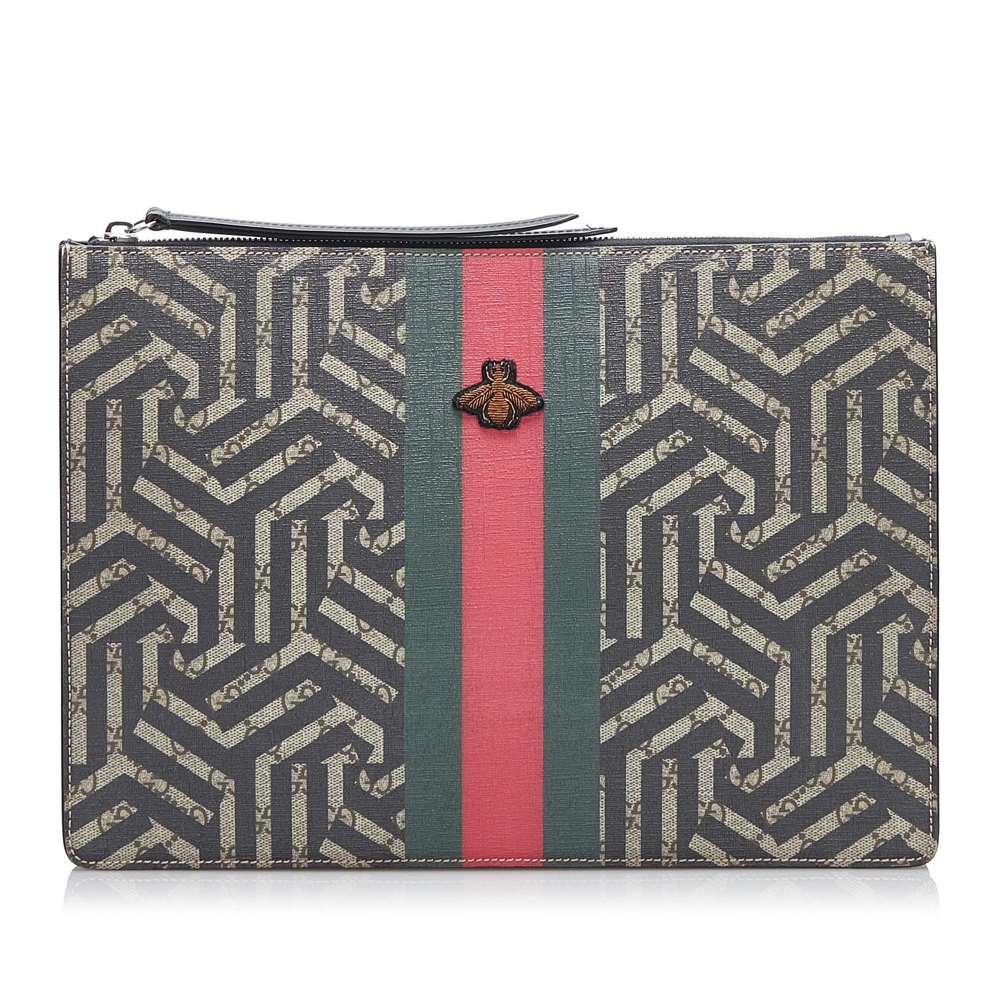 Gucci GG Supreme Caleido Web Bee Canvas Brown Crossbody Bag