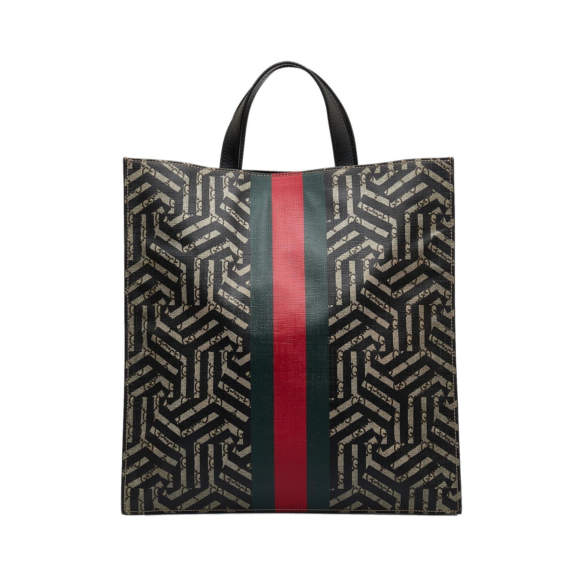 Gucci GG Supreme Caleido Web SHG-BvZdHT Canvas Brown Tote Bag