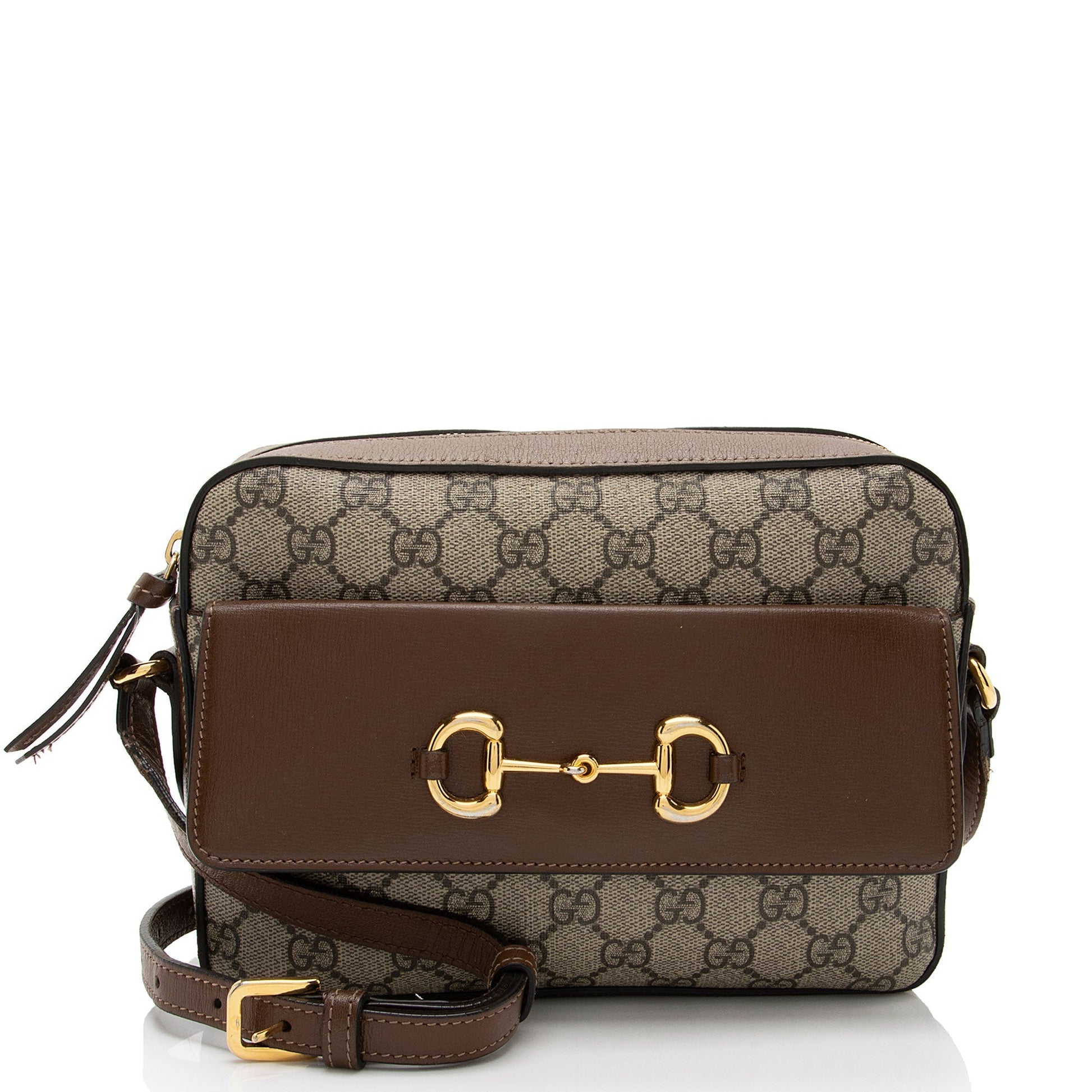 Gucci GG Supreme Horsebit SHF-EumYCS Leather Canvas Calfskin Brown Crossbody Bag