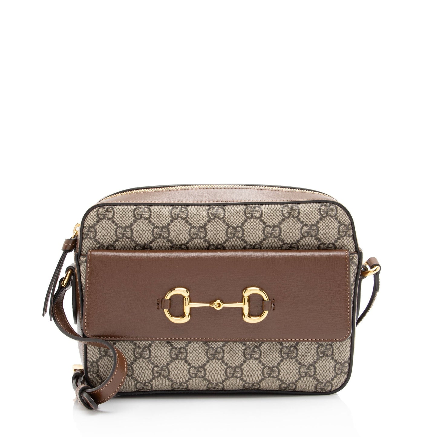 Gucci GG Supreme Horsebit SHF-4Qxiep Canvas Calfskin Brown Beige Crossbody Bag