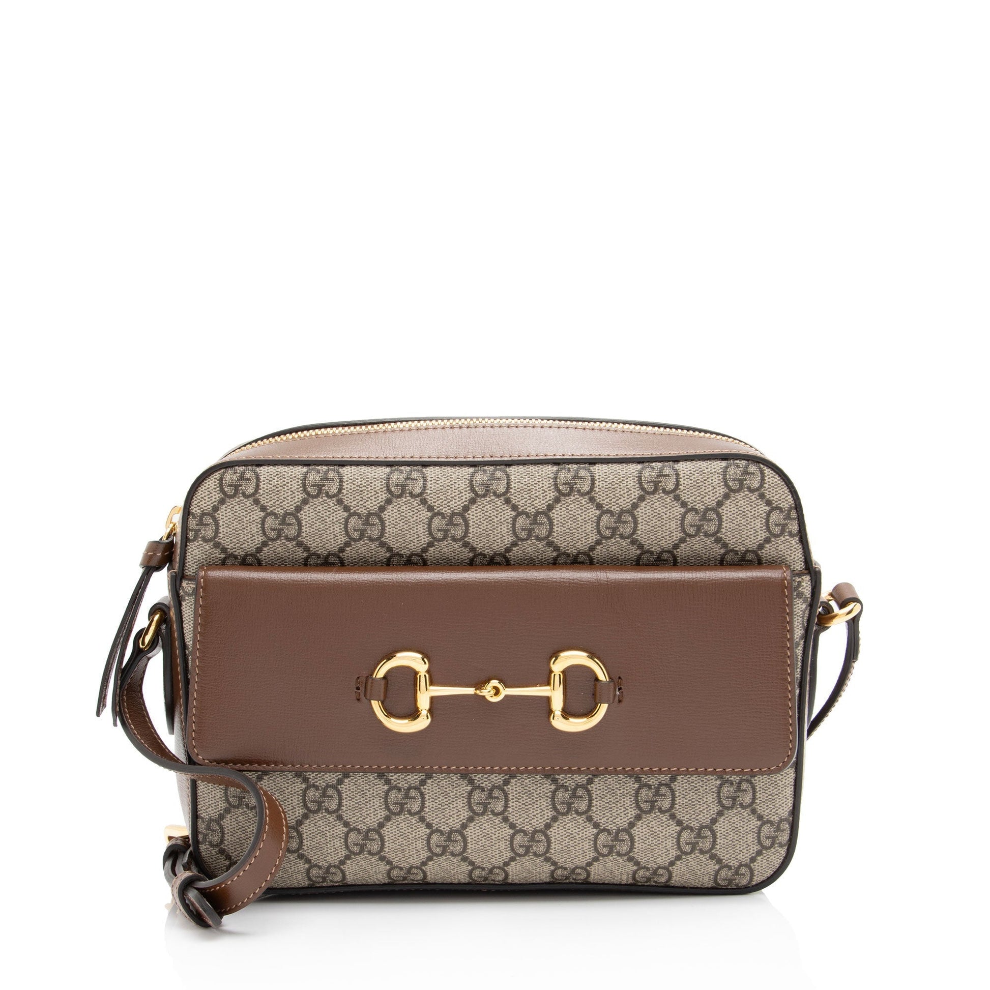 Gucci GG Supreme Horsebit SHF-4Qxiep Canvas Calfskin Brown Beige Crossbody Bag